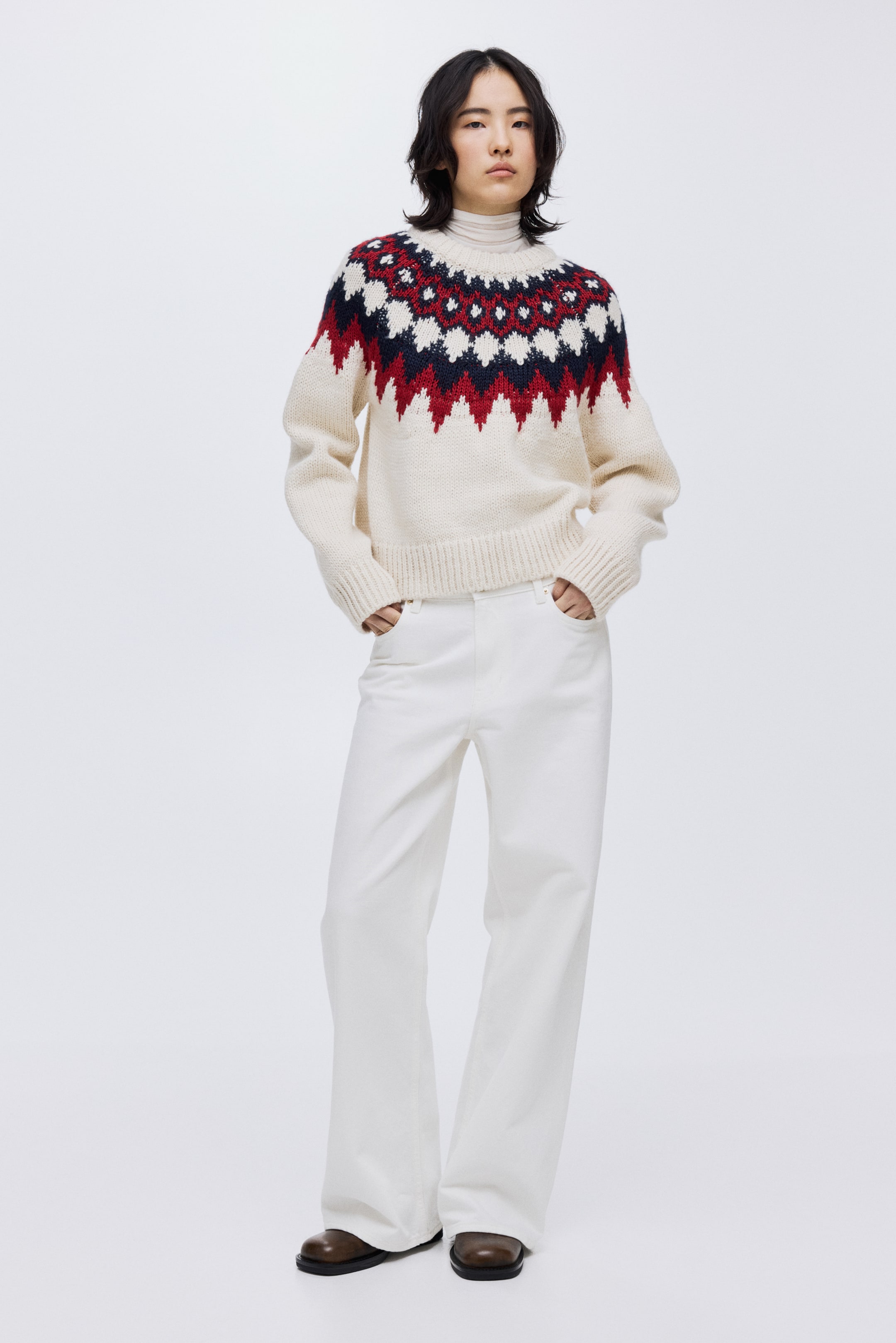 View larger image: Jacquard-knit jumper - Cream/Patterned - Ladies | H&M 2