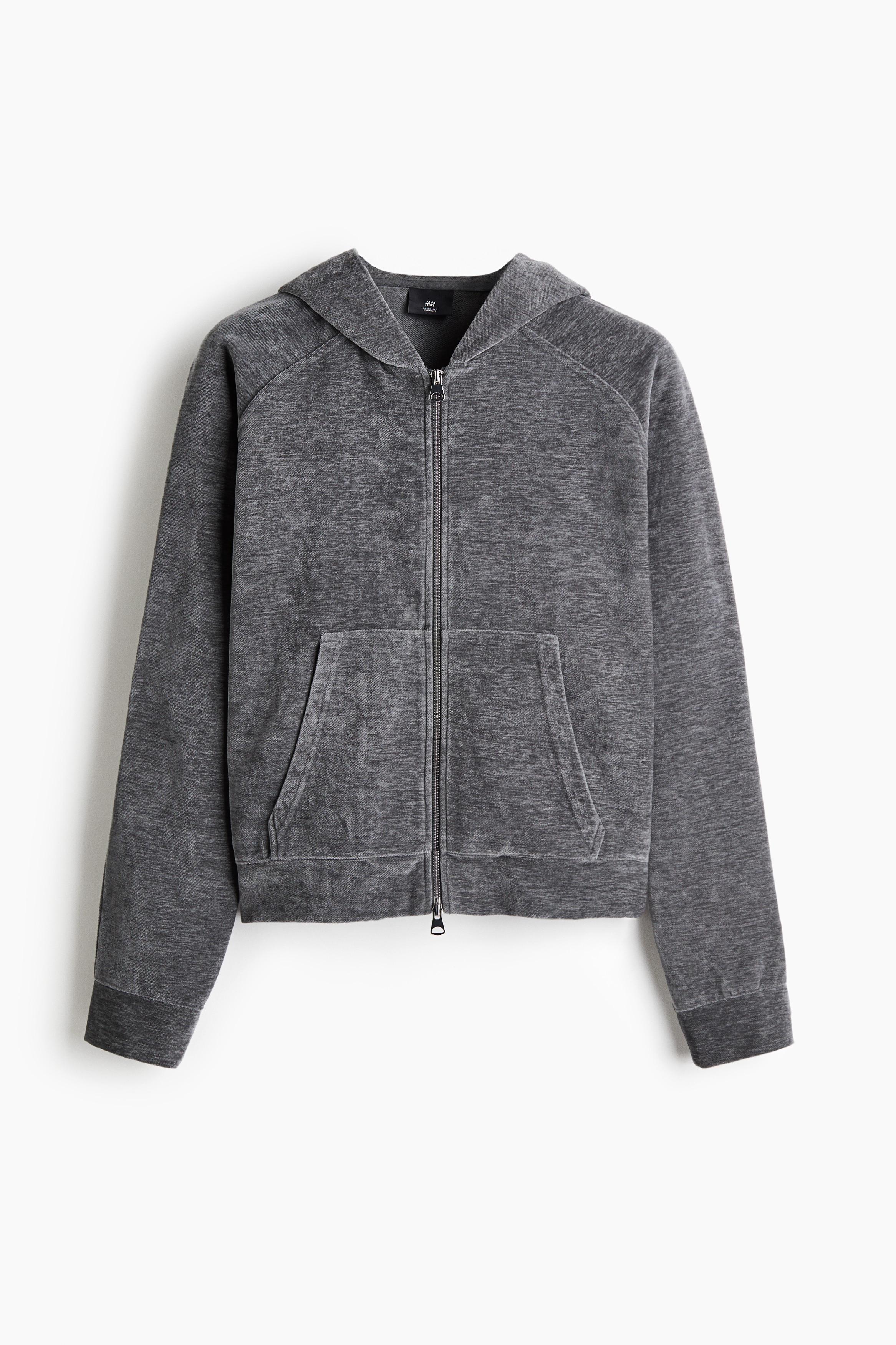 Relaxed-Fit Hooded Jacket - Dark gray melange/Black