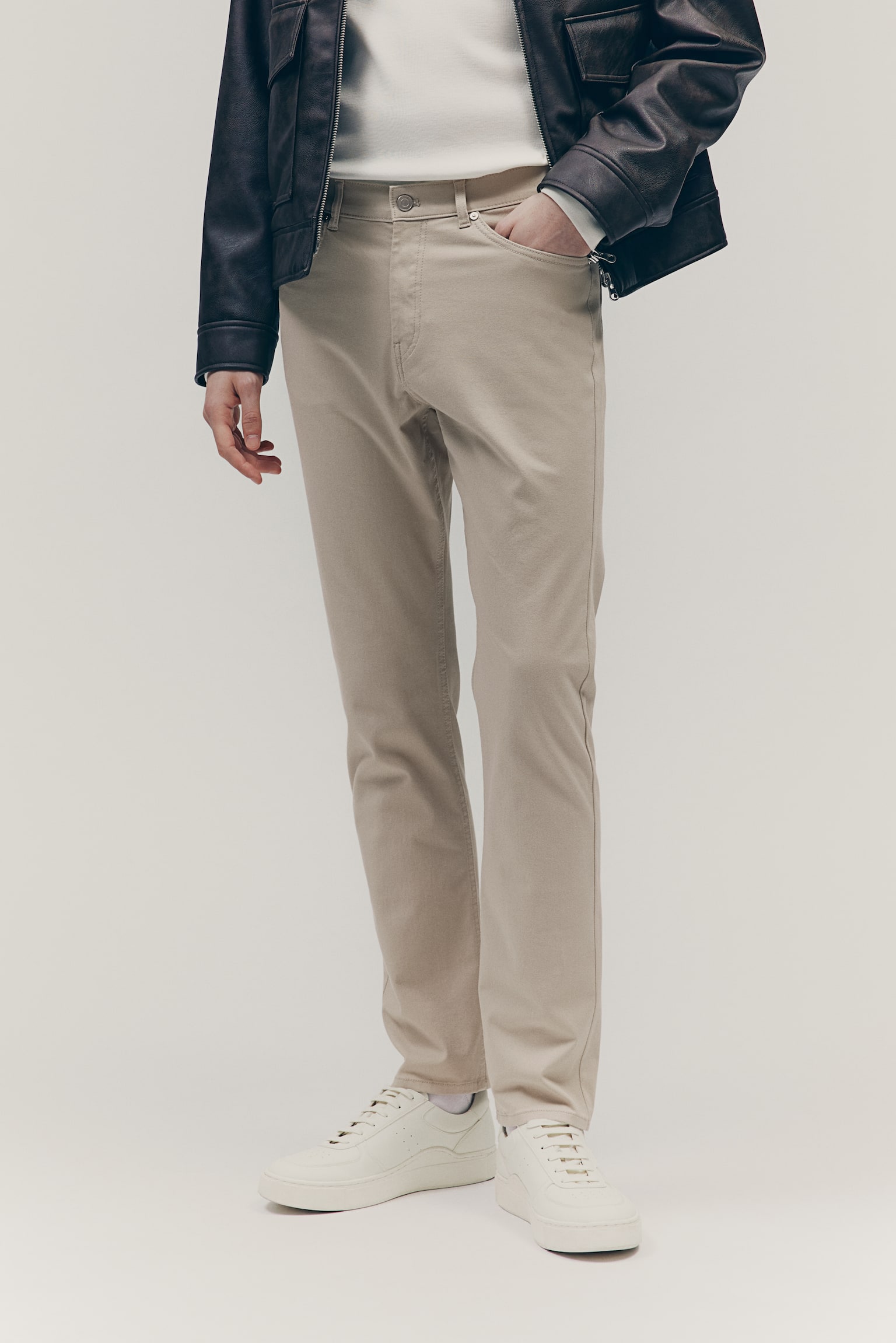 Slim Fit Cotton twill trousers - Light beige/Dark grey/Grey/Black/Khaki green/Navy blue/Light grey - 5