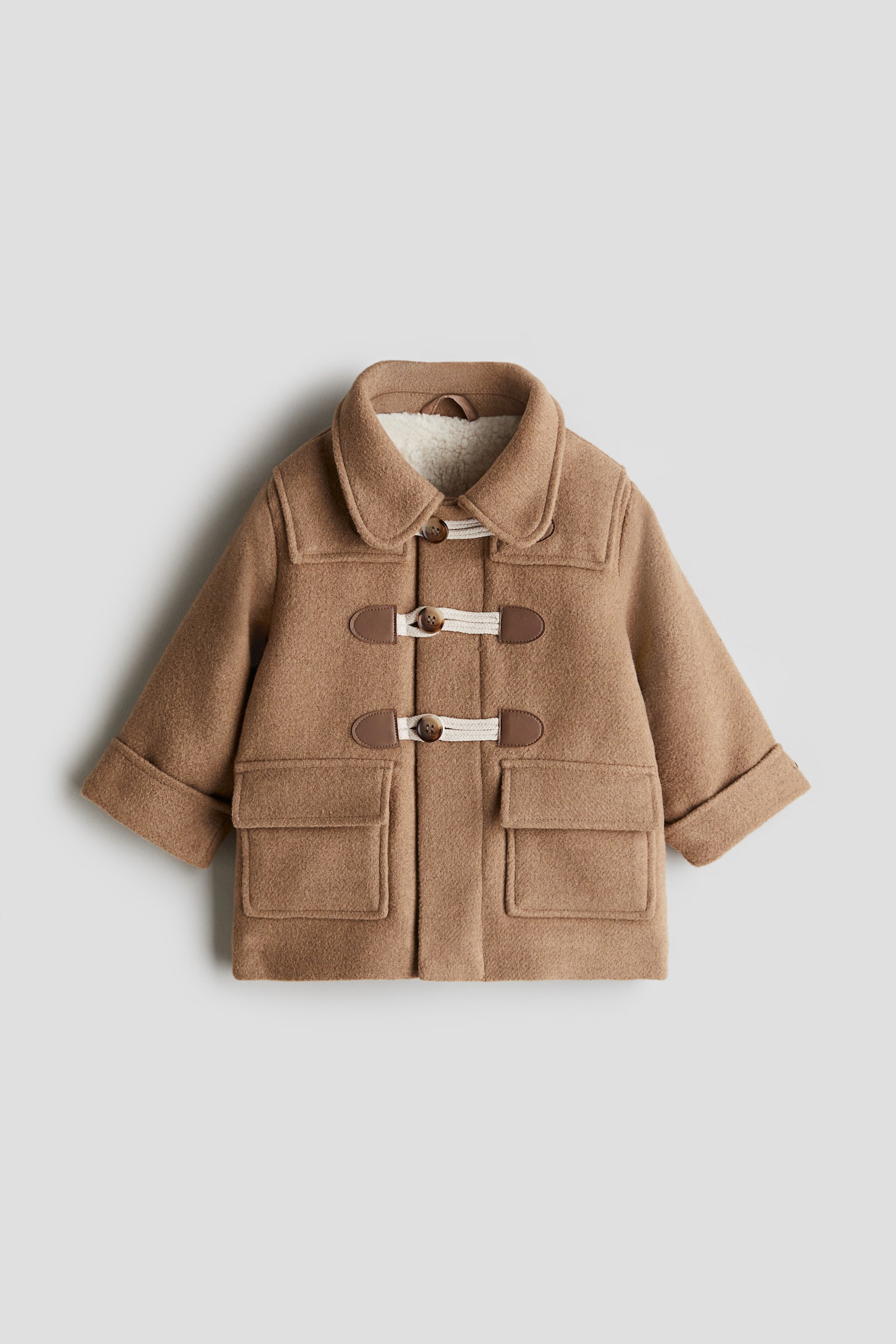 Teddy Lined Duffel Coat - Beige - 1