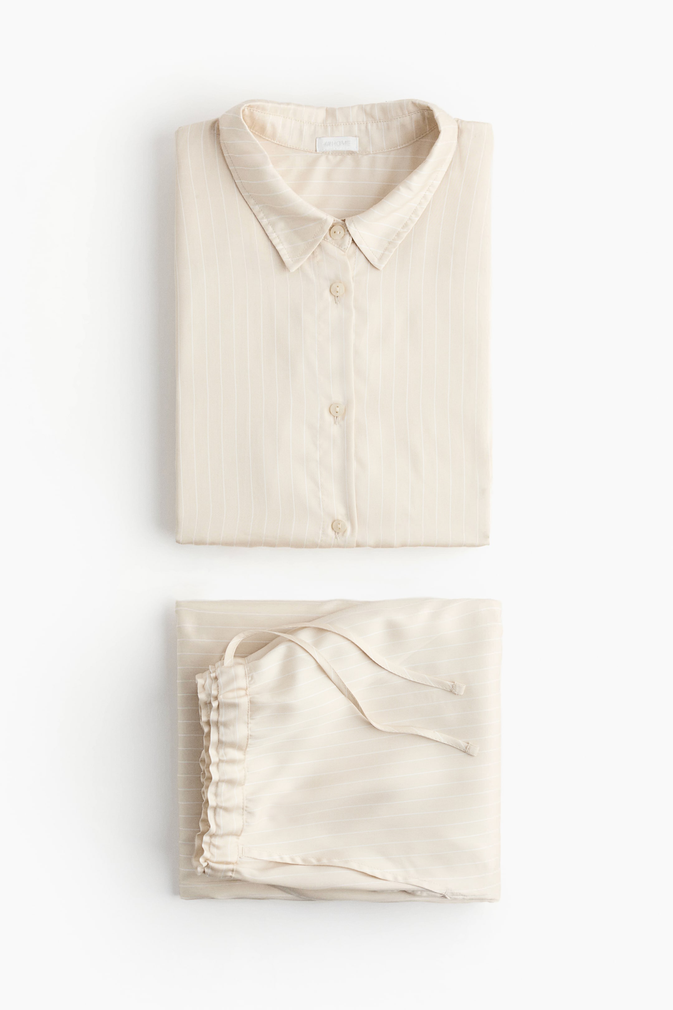 拡大画像を表示: リヨセルパジャマ - ライトベージュ／ピンストライプ - Home All | H&M JP 4