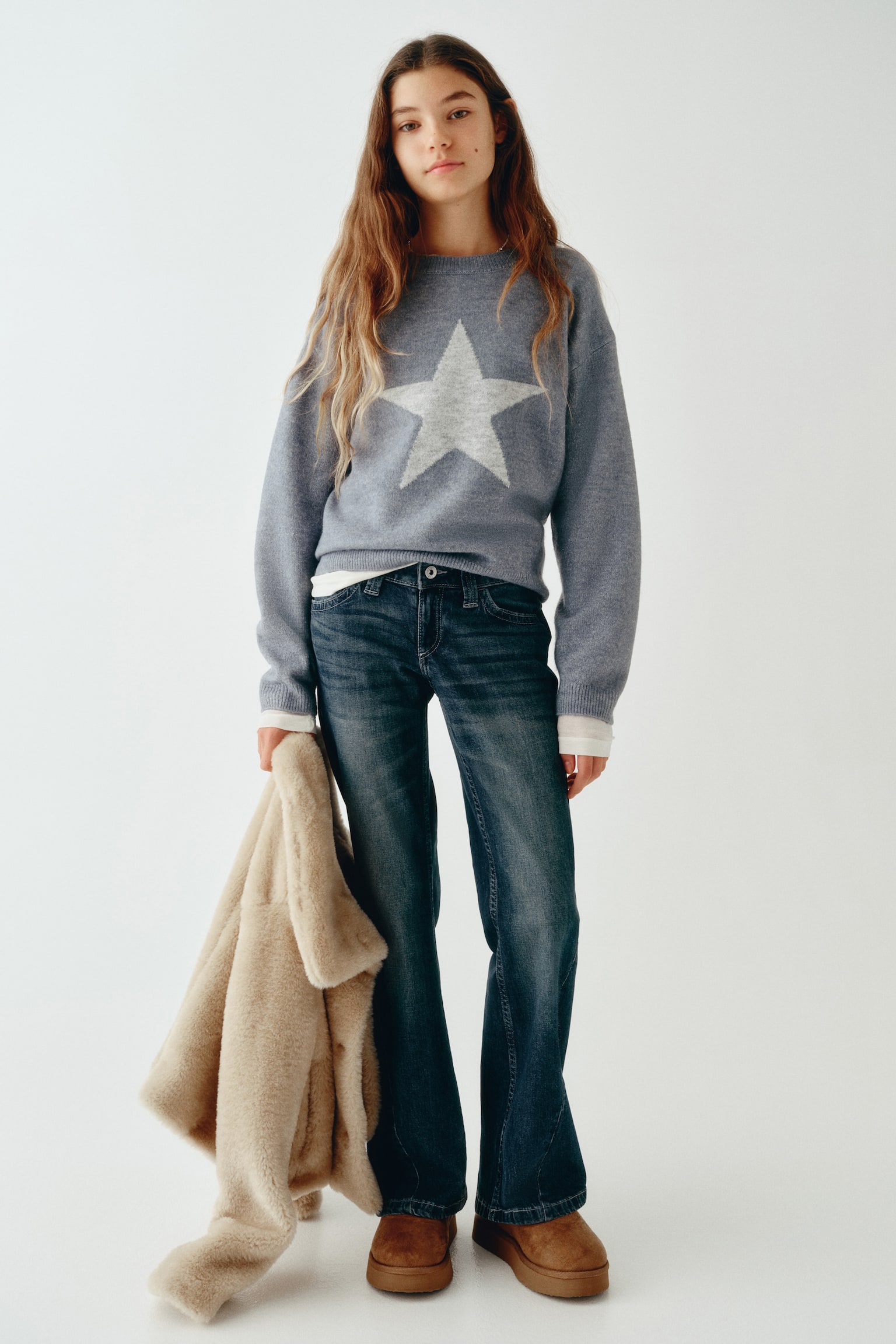 Детские джинсы H&M Relaxed-Fit Flared, цвет: Джинсовый синий — фото 4
