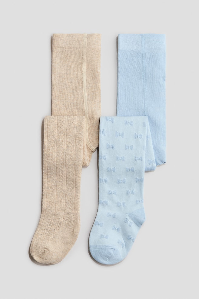 2-pack fine-knit tights - Light blue/Beige/White/Light pink/Cream/White/Black/Navy blue/Dusty pink - 1