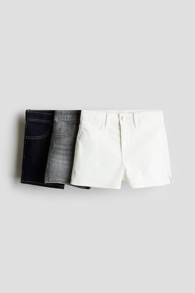Pack de 3 vaqueros cortos - Azul denim oscuro/Blanco/Azul denim claro/Verde caqui/Azul denim/Negro - 1