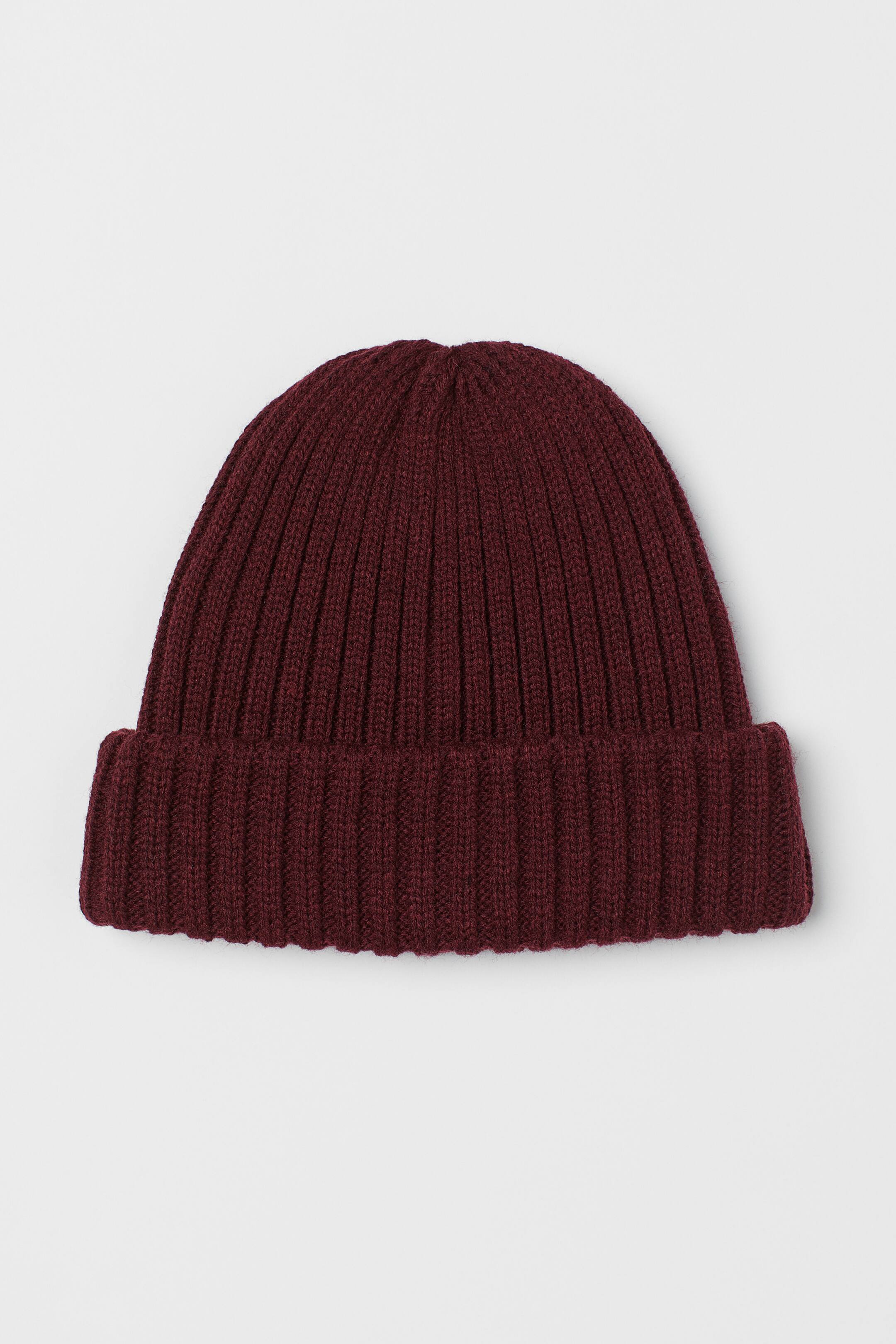View larger image: Rib-knit hat - Dark red - Men | H&M 1