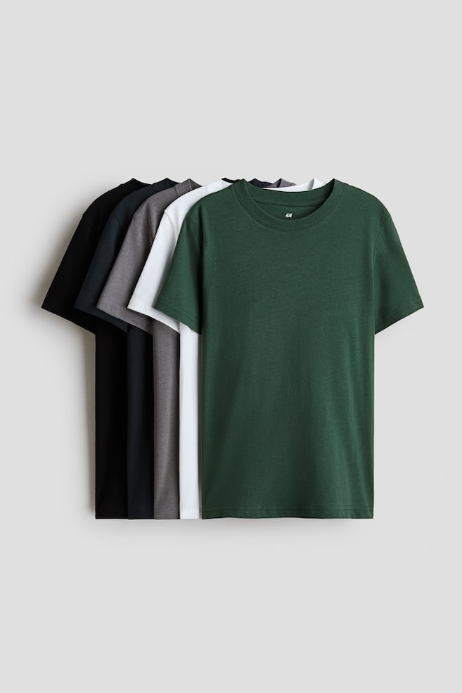 T-shirt 5 pezzi - Nero/bianco/verde scuro/Bianco/Blu navy/righe/Grigio/beige/bianco/Blu/righe/Talpa scuro/righe/Grigio chiaro/bianco - 1