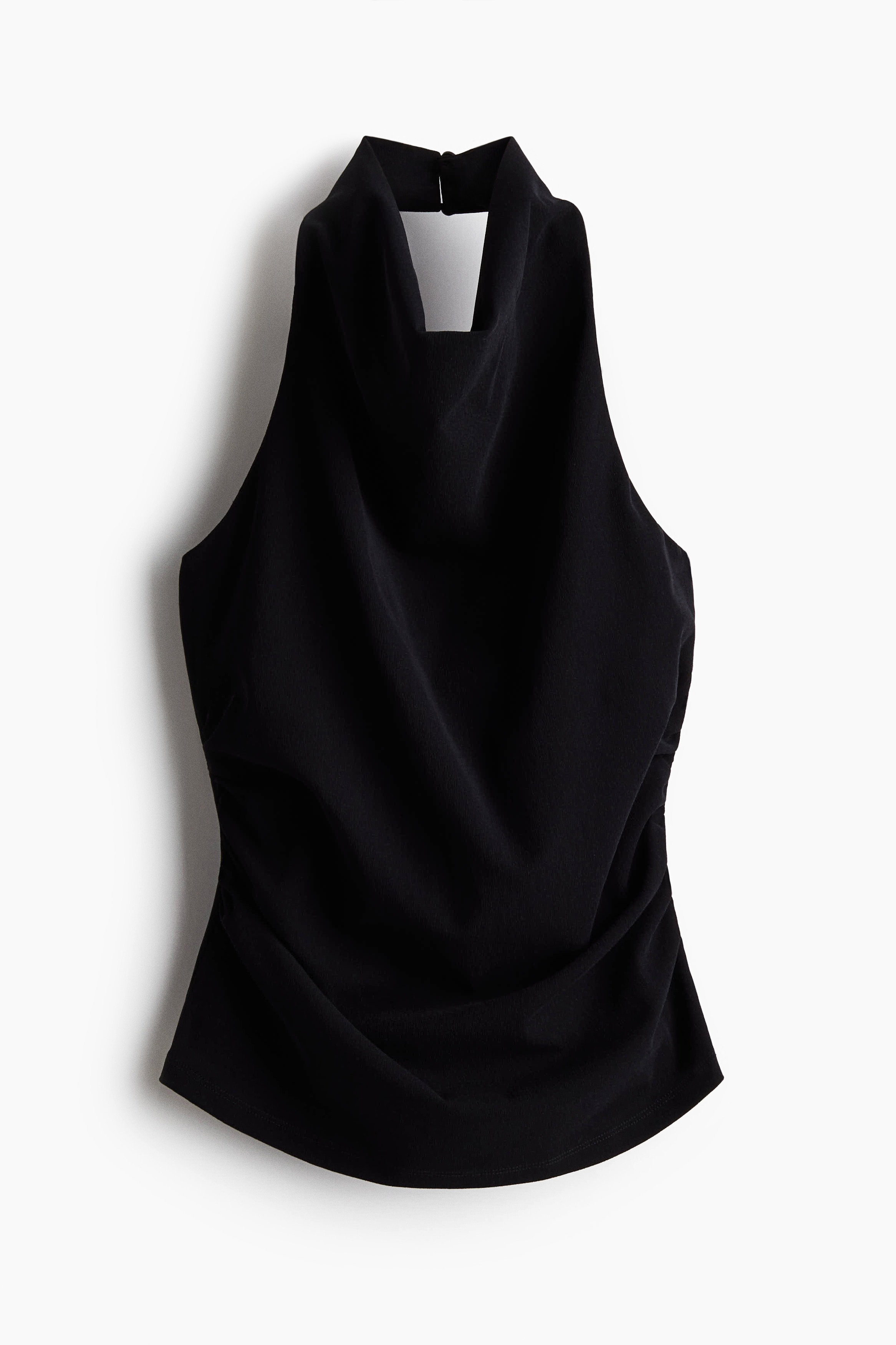 Top halterneck drapeado - Preto/Vermelho