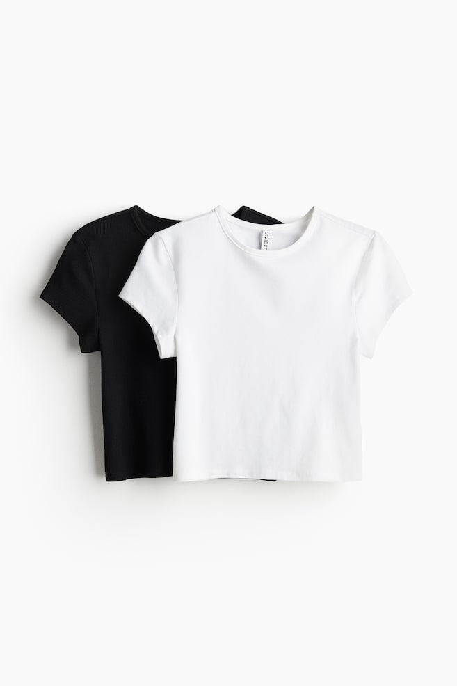 2-pack T-shirts - White/black/Light pink/dark gray - 1