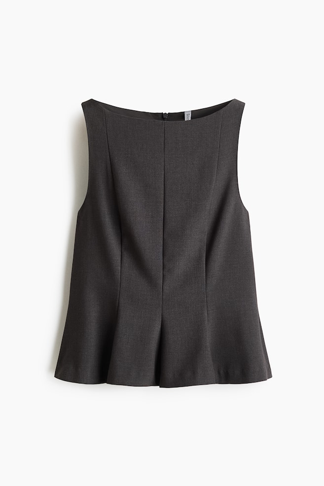 Tailored peplum top - Dark grey - 1