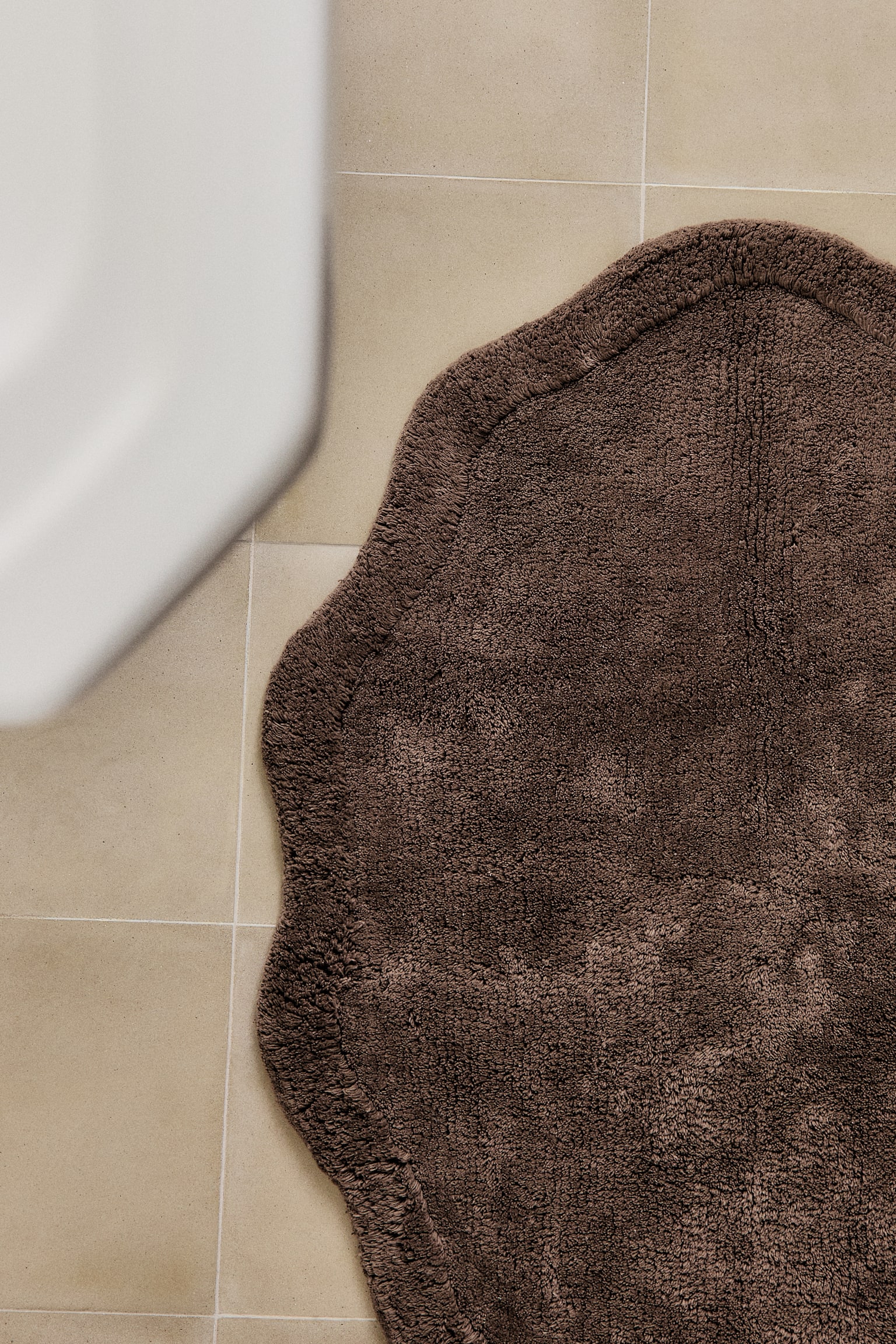 Tufted cotton bath mat - Brown/White/Dusty blue/Dark plum red - 1