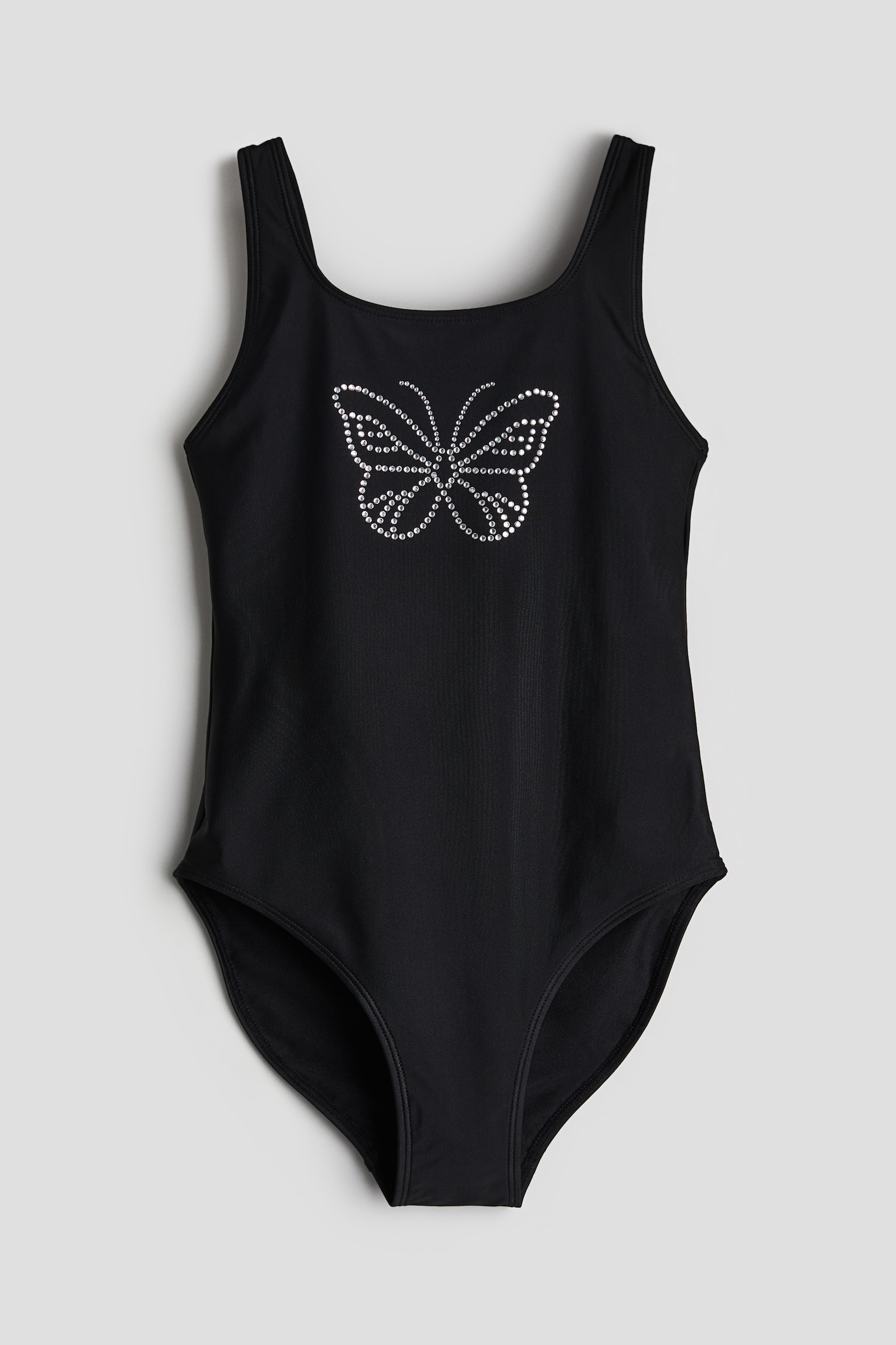 Rib Swimsuit - Black/Butterfly/Light blue/Black - 1