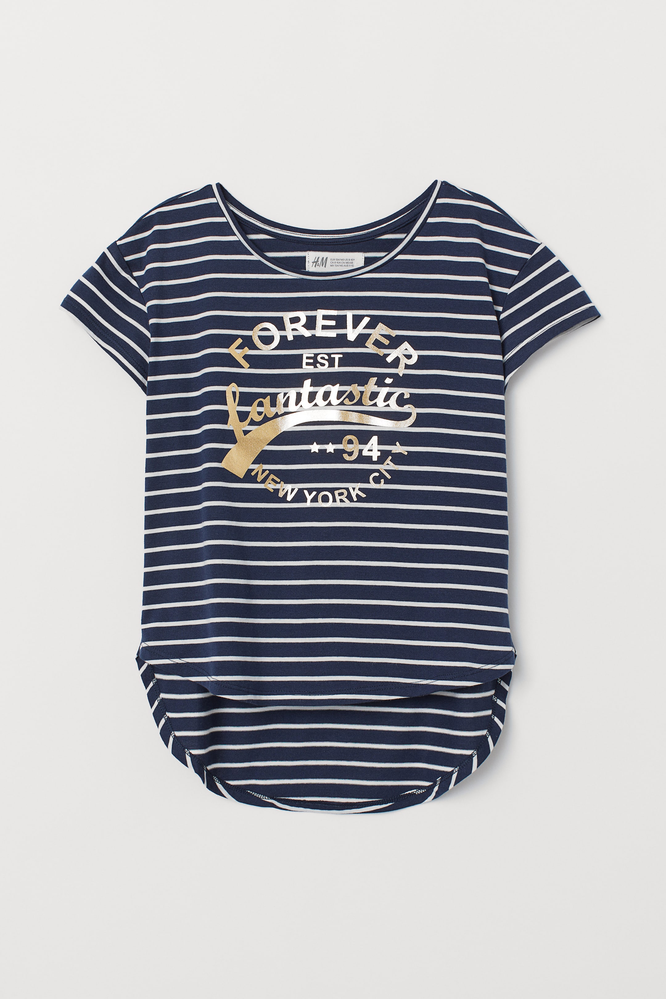 Größeres Bild ansehen: Jerseyshirt mit Druck - Dunkelblau/Gestreift - Kids | H&M DE 1