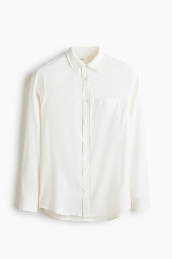 Мужские рубашки H&M Easy-Care Regular-Fit Linen-Blend Shirt