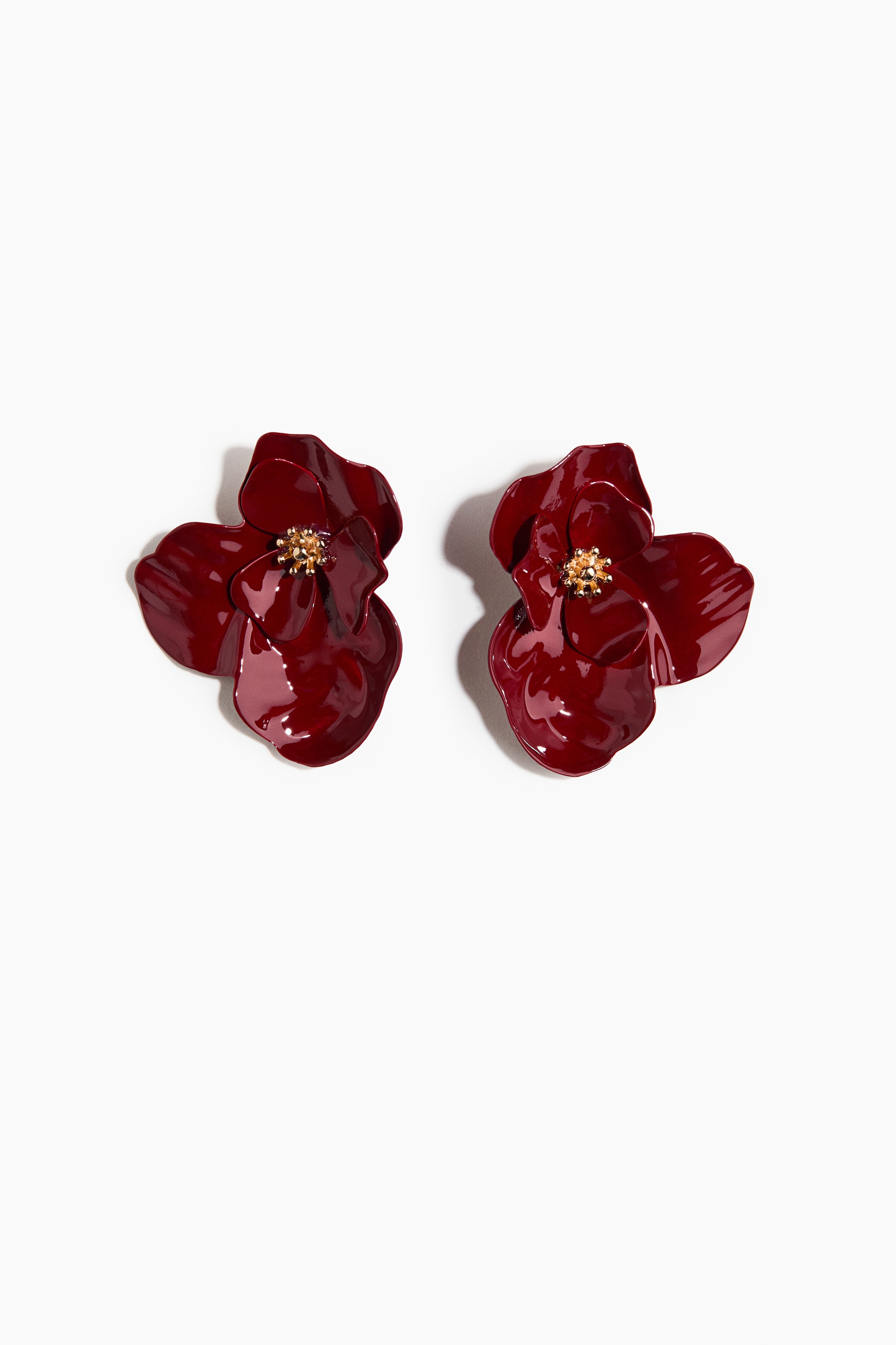 Pendientes statement en forma de flor - Burdeos