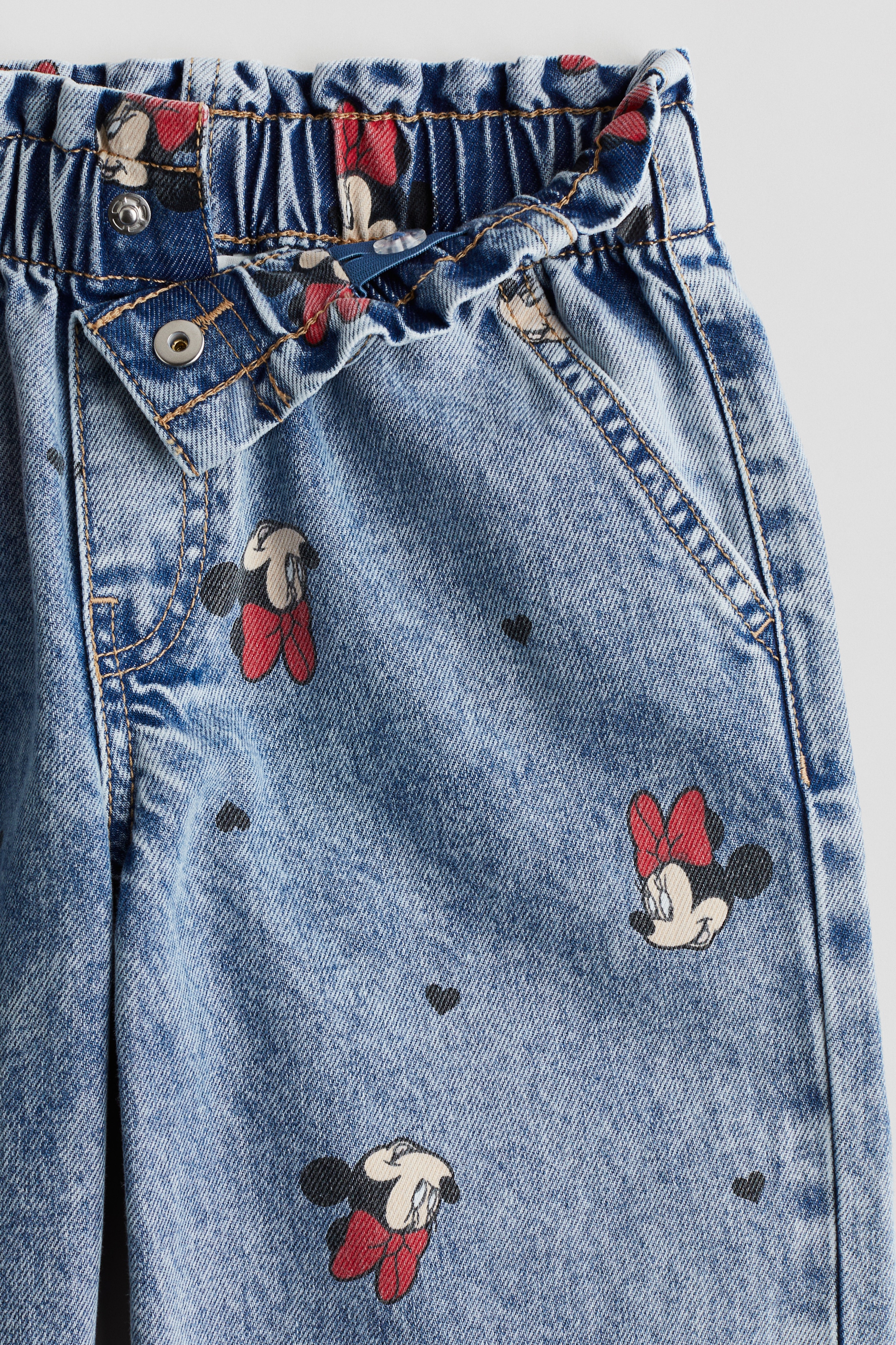 デザインワイドレッグデニム - ライトデニムブルー／ミニーマウス