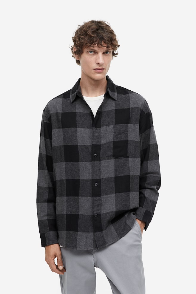 Relaxed Fit Flannel shirt - Dark grey/Checked/Black/Checked/Red/Checked/Dark green/Checked - 1