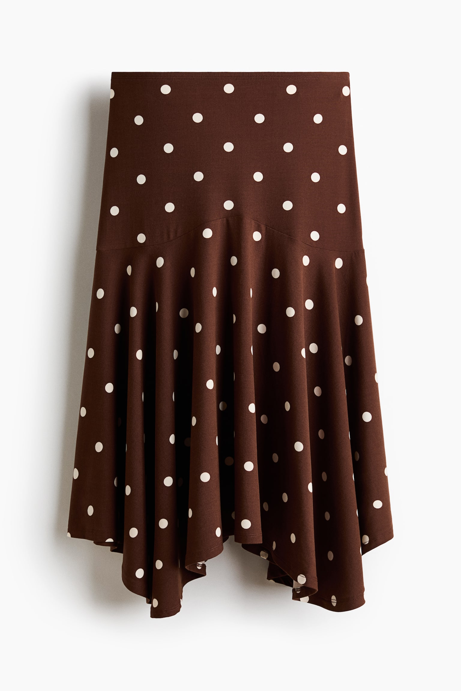 Jersey midi skirt - Dark brown/Polka dot