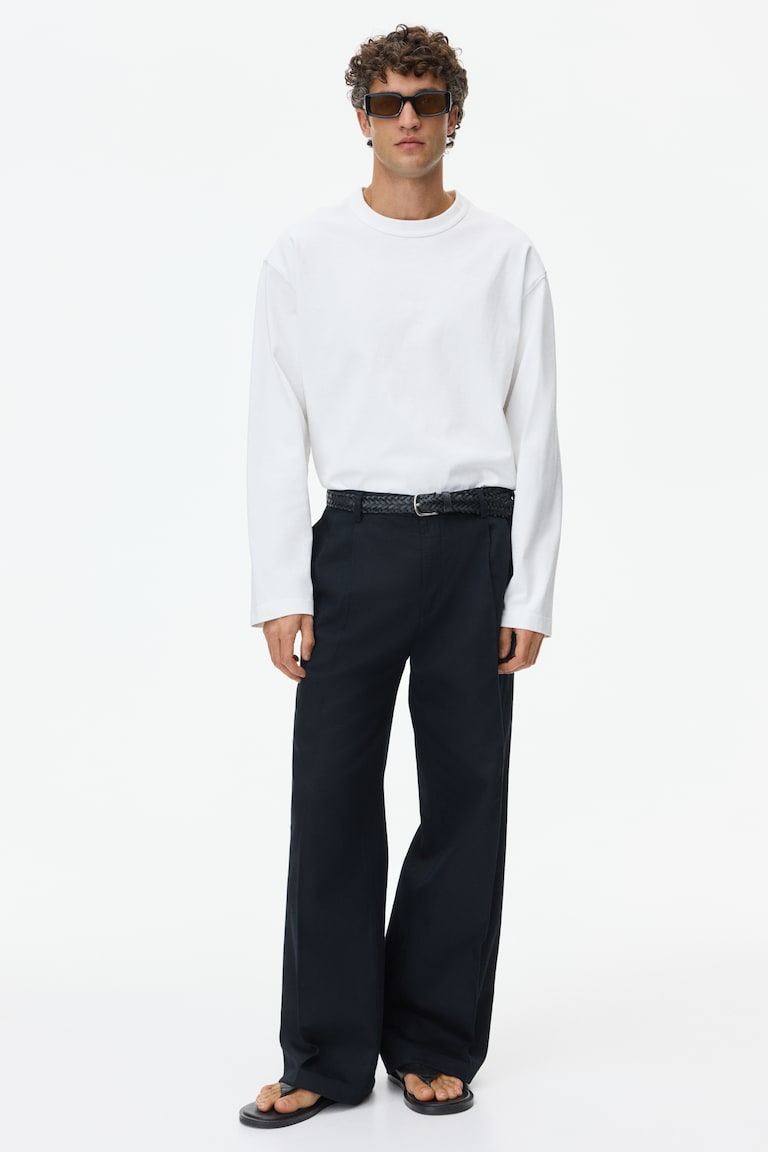 Široke pantalone od mešavine lana Loose Fit
