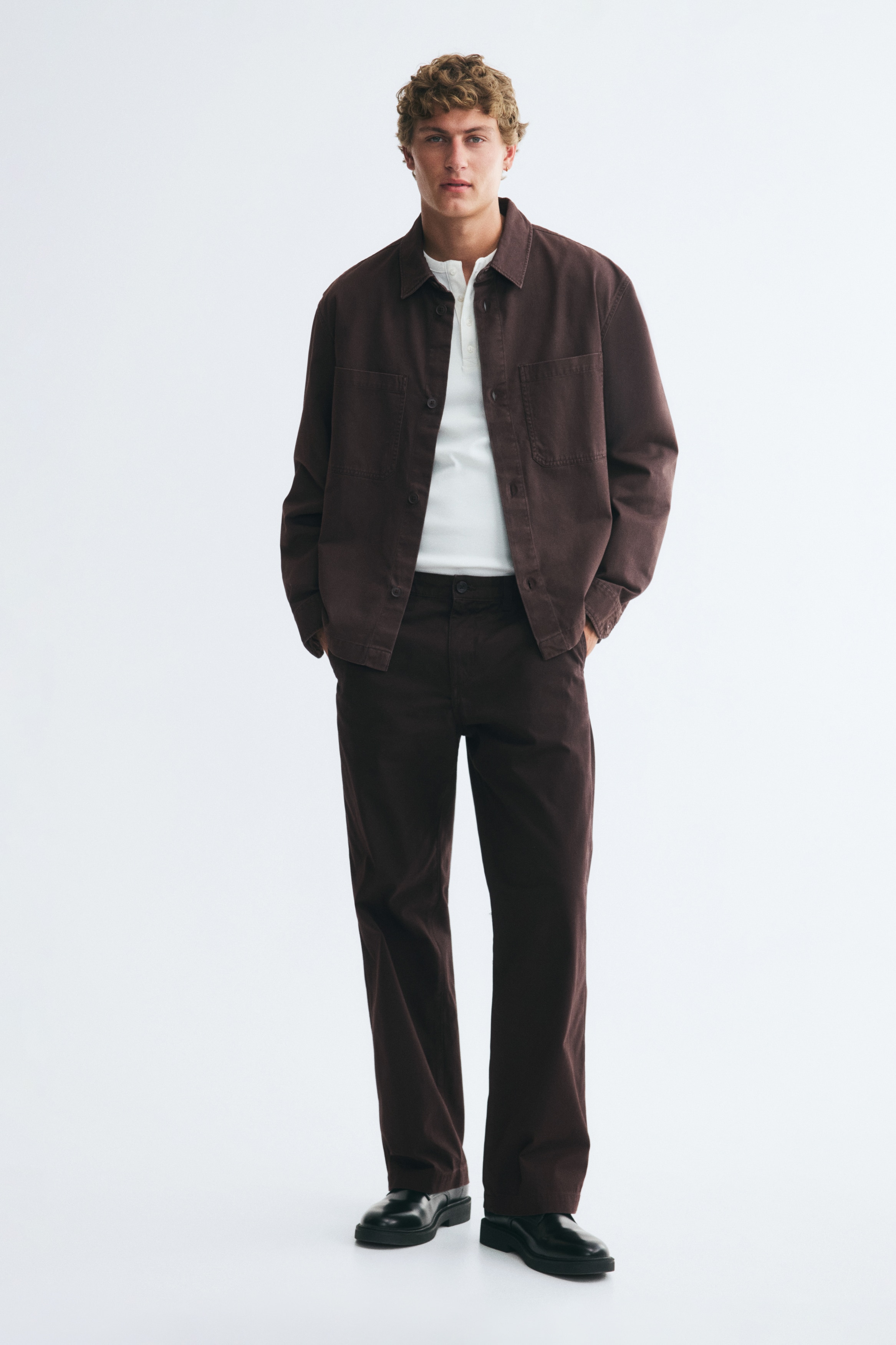 Bavlnené chino nohavice Relaxed Fit - Tmavohnedá/Čierna/Svetlobéžová/Kaki/Slonovinová