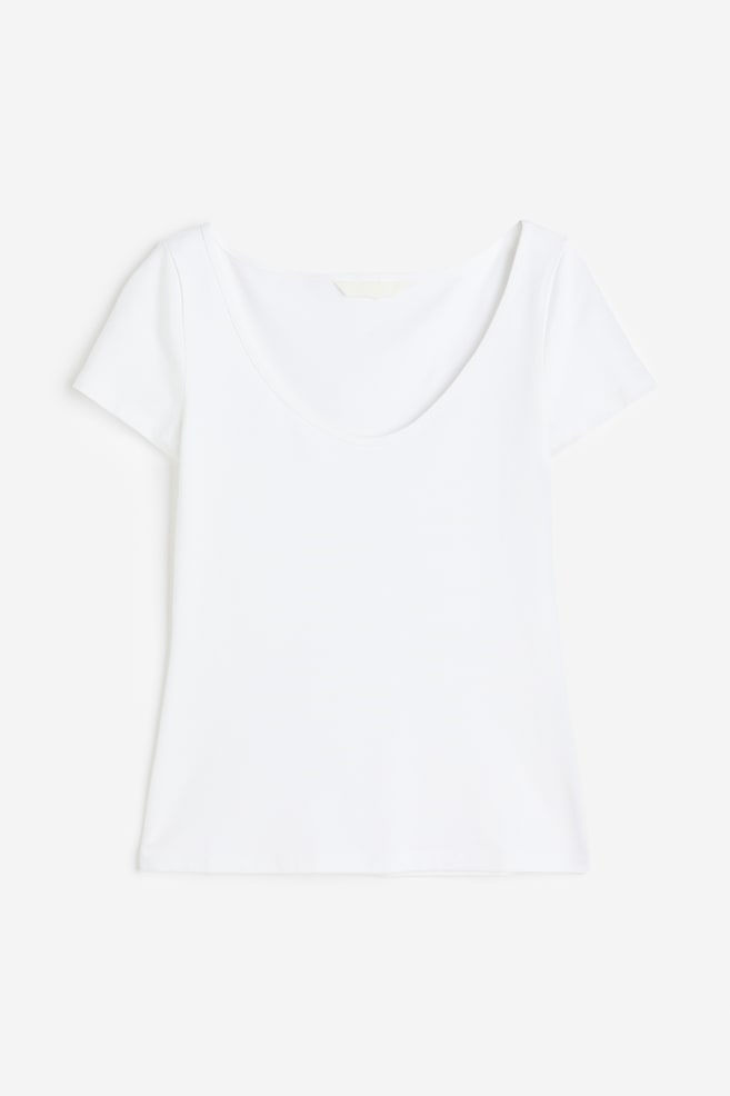 Figurnær T-shirt - Hvit/Sort/Beige/Salviegrønn - 2
