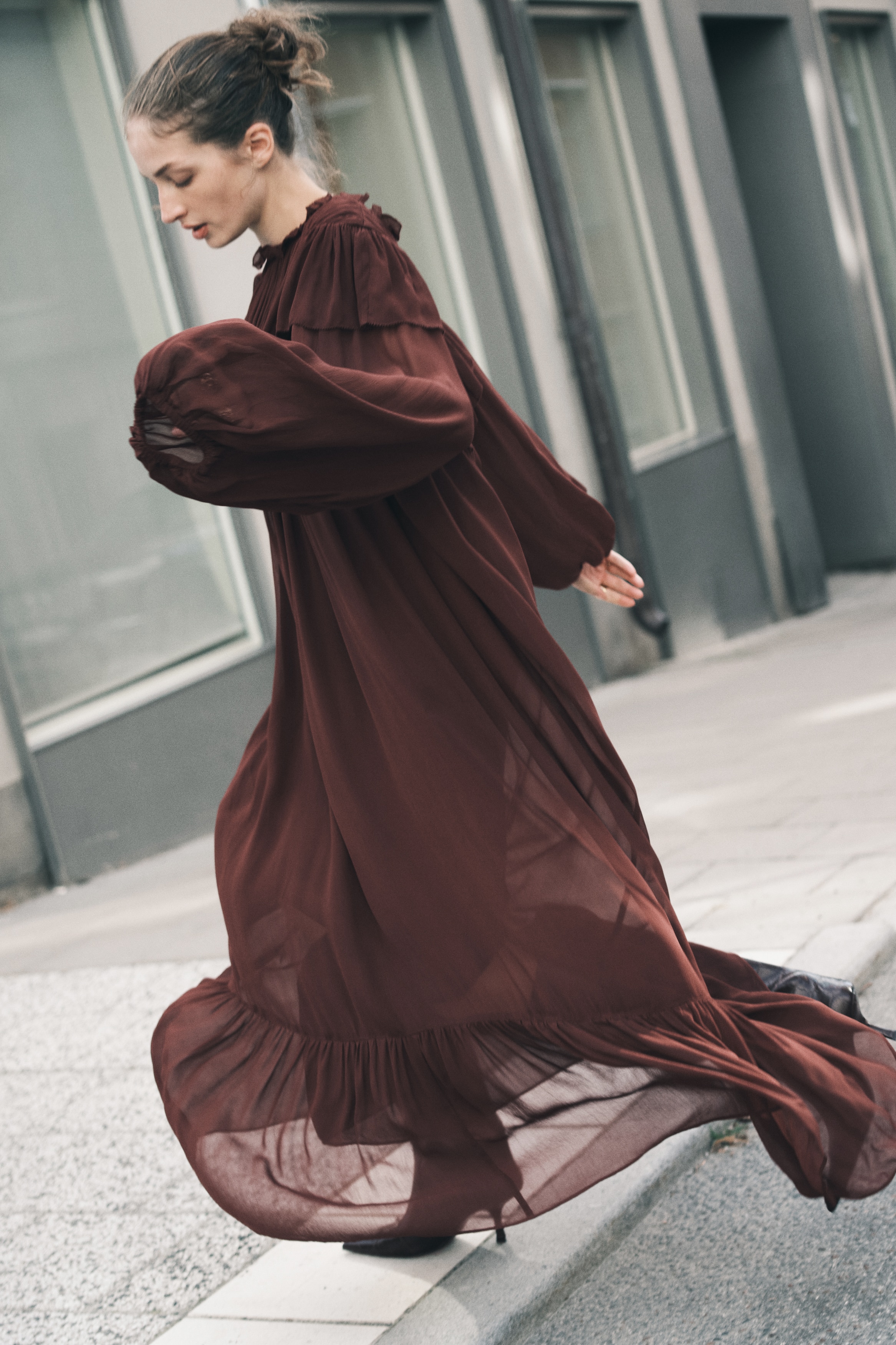 ★フリルトリムシフォンワンピース★Mサイズ フリルトリム シフォンワンピース - Burgundy - レディース | H&M JP