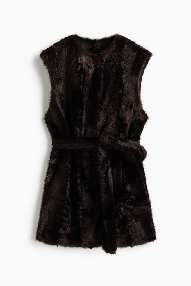Tie-belt gilet - Dark brown - 1