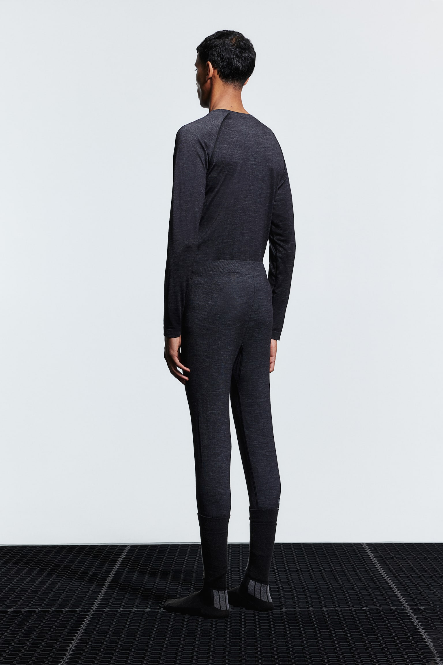 Wool-blend base layer tights in DryMove™ - Dark grey marl - 3