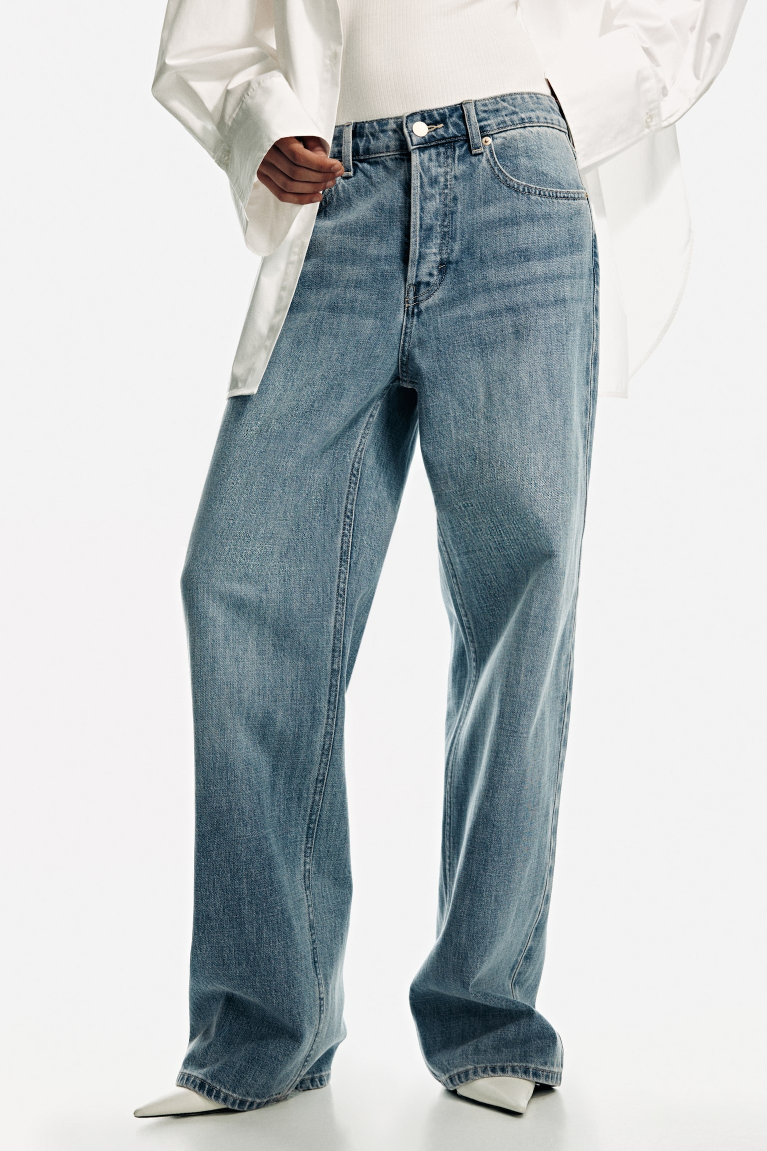 Wide Regular Waist Jeans - Bleu denim clair - 4