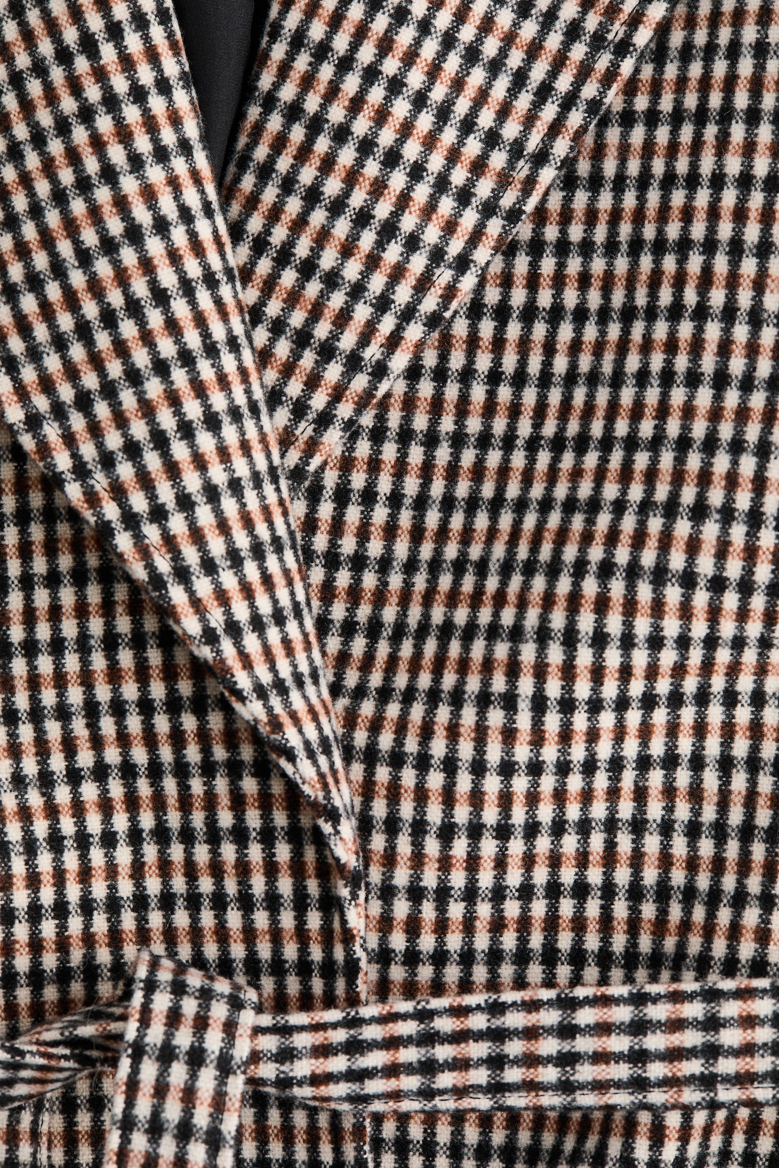 Kabát s vázacím páskem - Světle béžová/kostka/Černá - 7