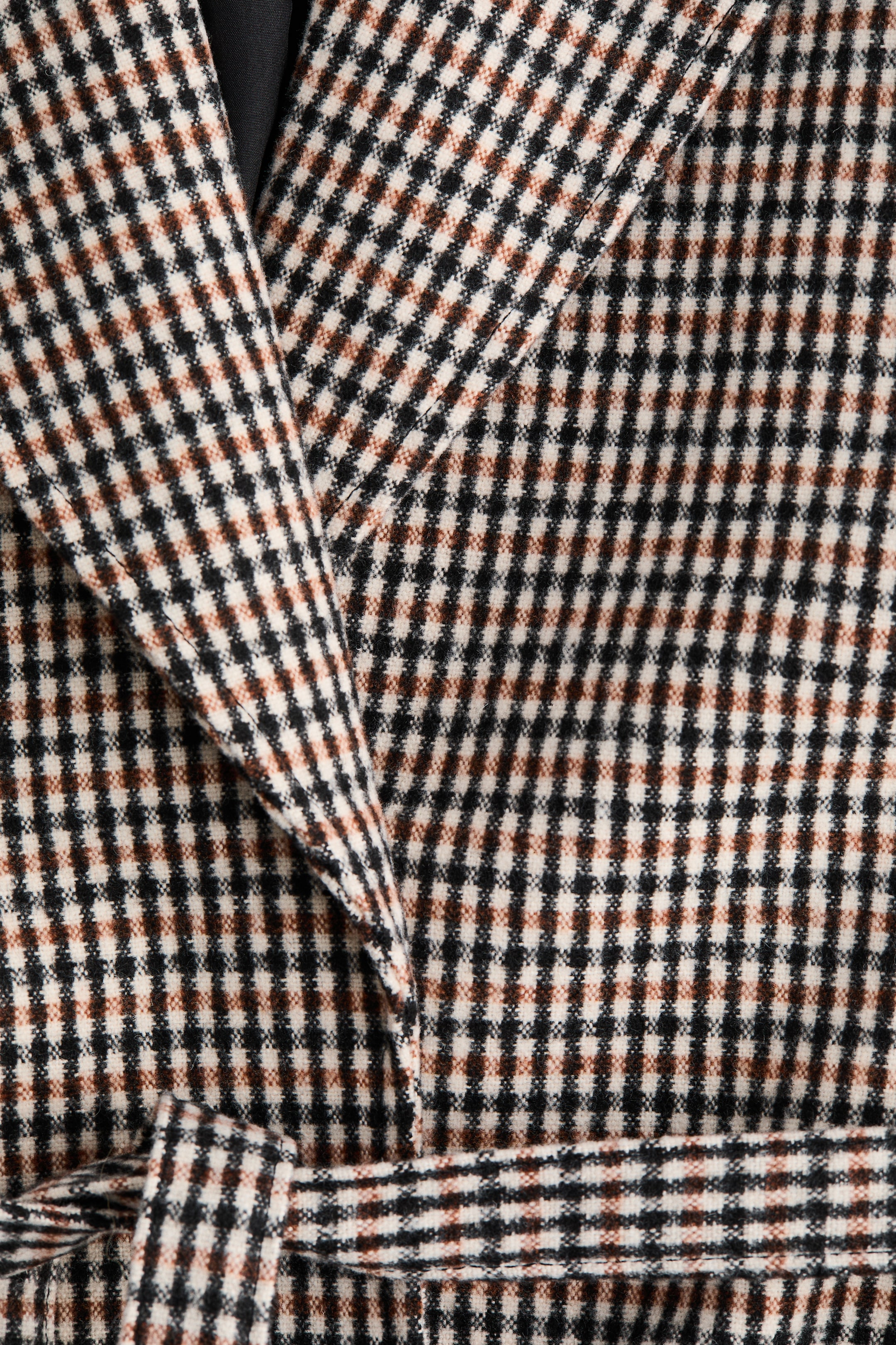 Ampliar la imagen: Abrigo con cinturón de lazo - Beige claro/Cuadros - Ladies | H&M MX 7