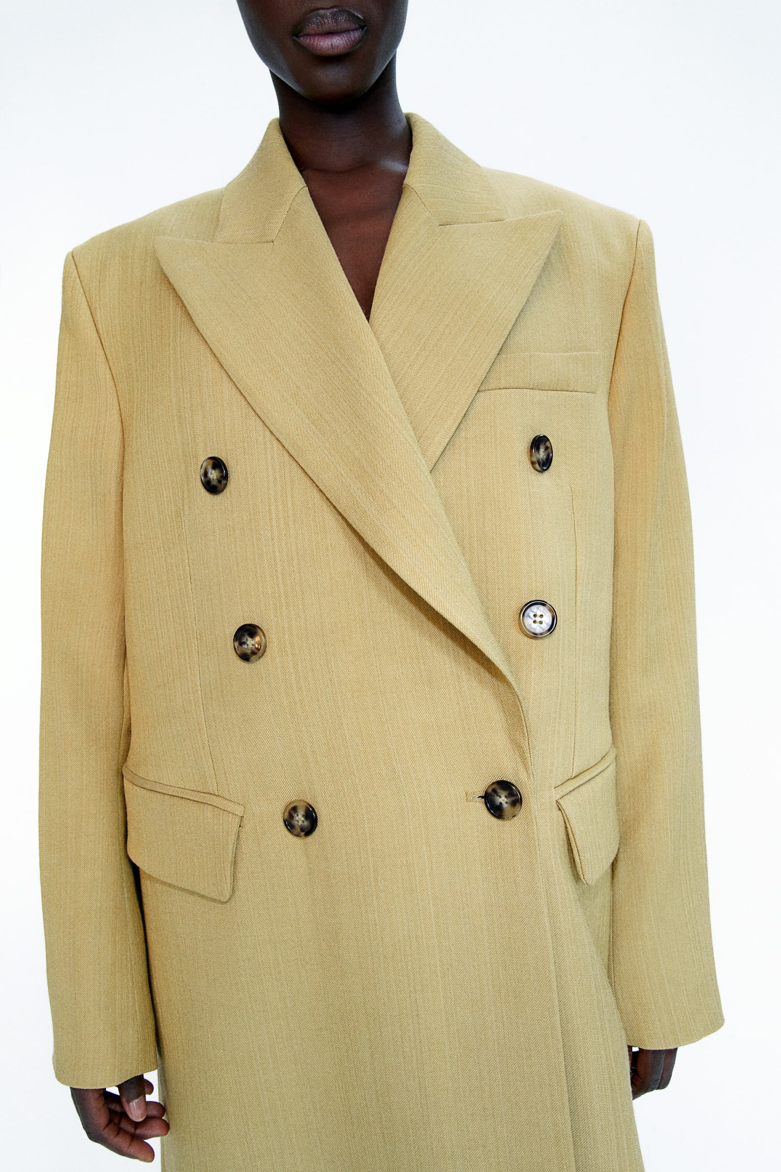 Wool-blend double-breasted coat - Beige - 4