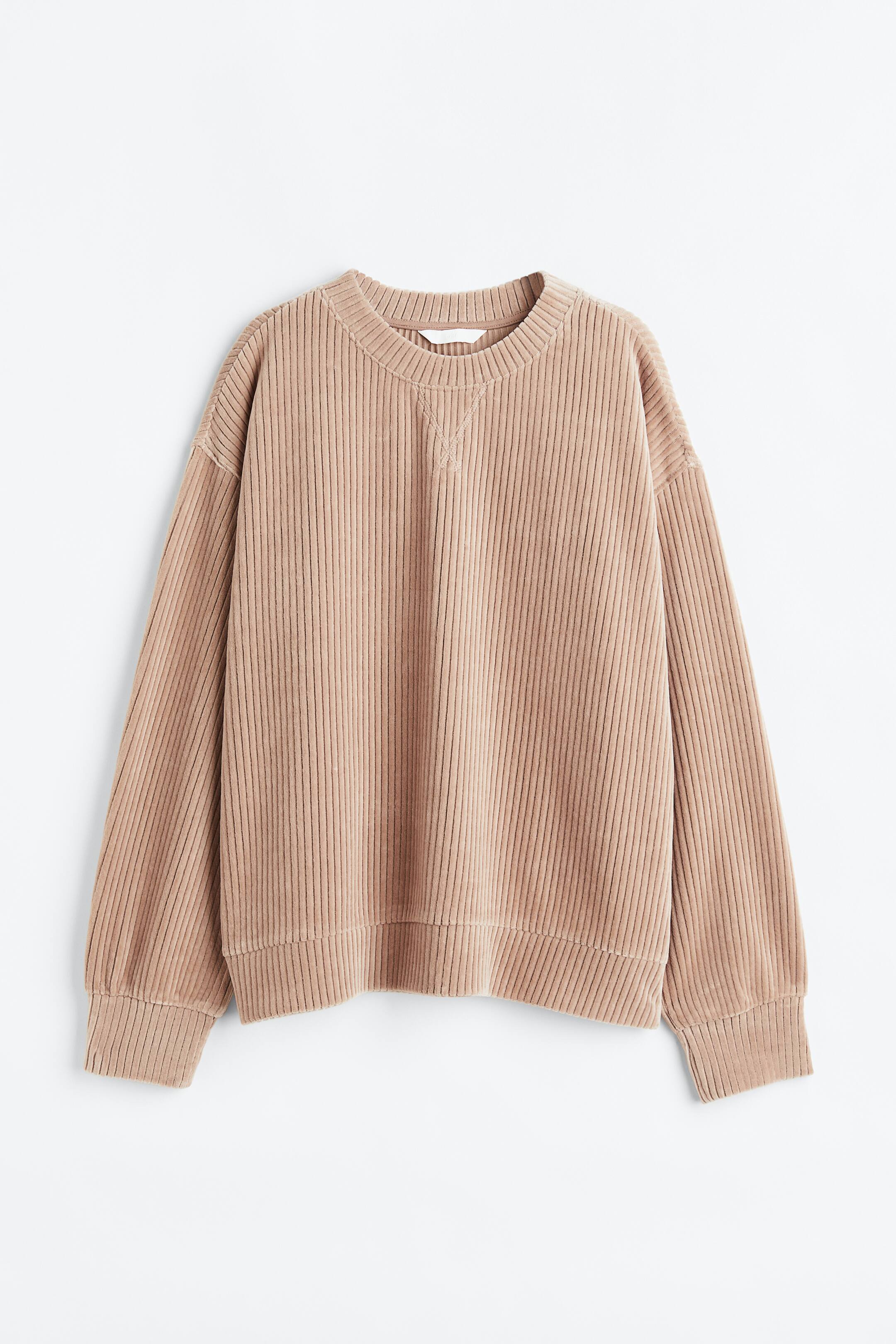 Xem ảnh lớn hơn: Áo vải tựa nhung gân nổi - Màu be - Ladies | H&M VN 1