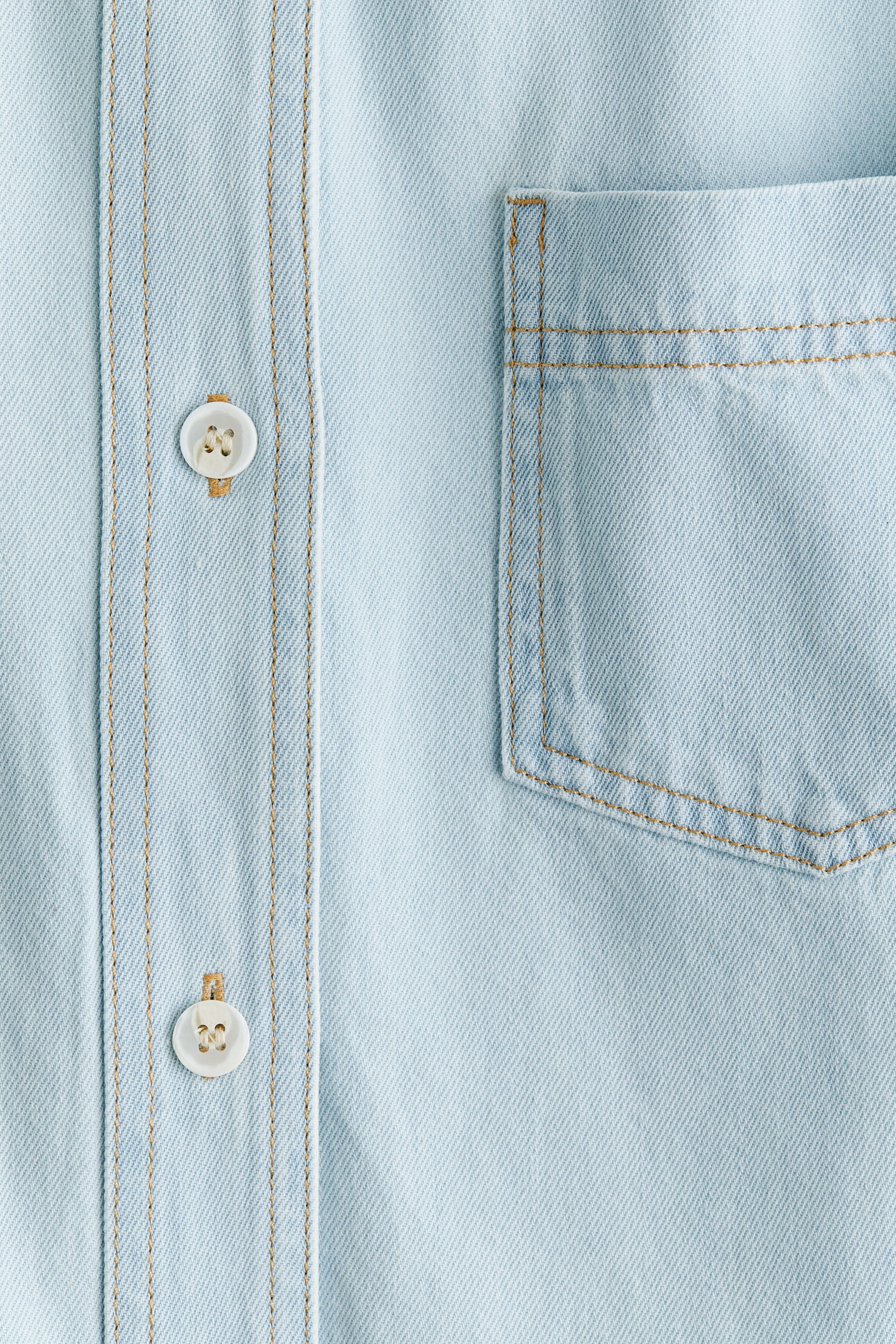 חולצת ג'ינס עם שרוולים קצרים - כחול ג'ינס בהיר/קרם - 3