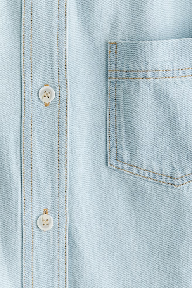 Short-sleeved denim shirt - Light denim blue/Cream - 3