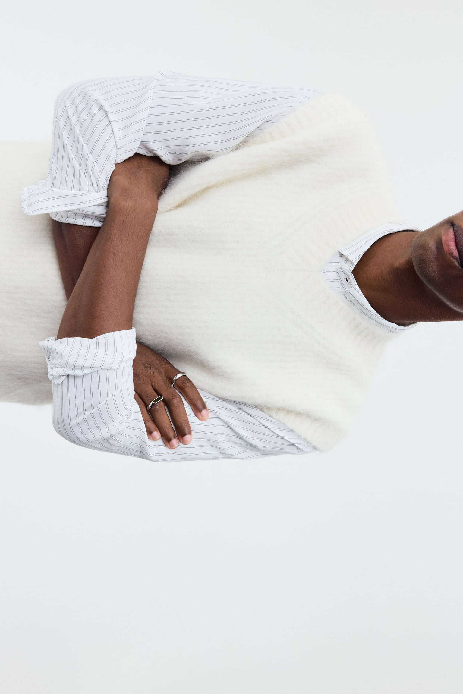 Loose Fit Alpaca-blend sweater vest - Krem - 5