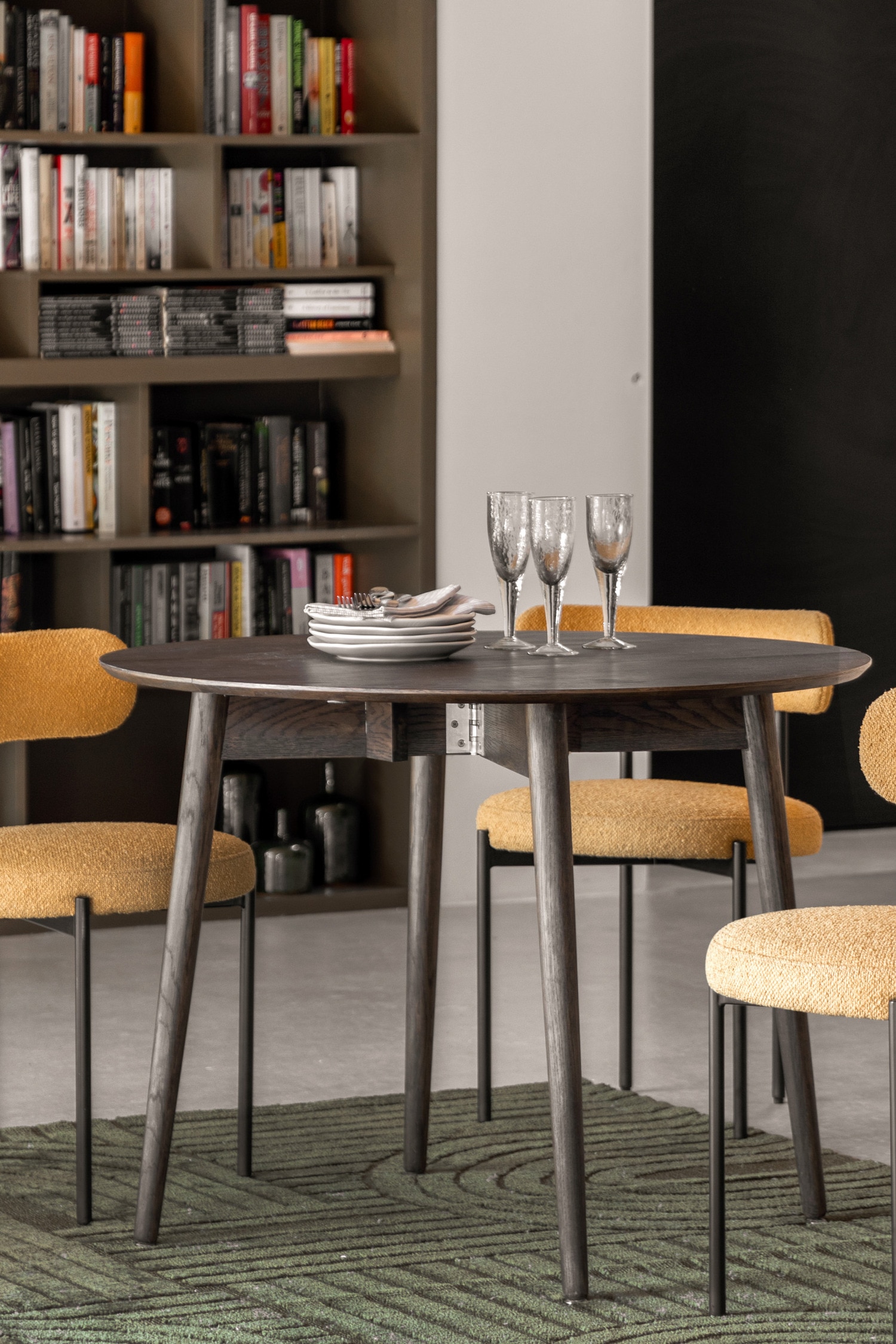 Wood Veneer Foldable Dining Table - Smoked