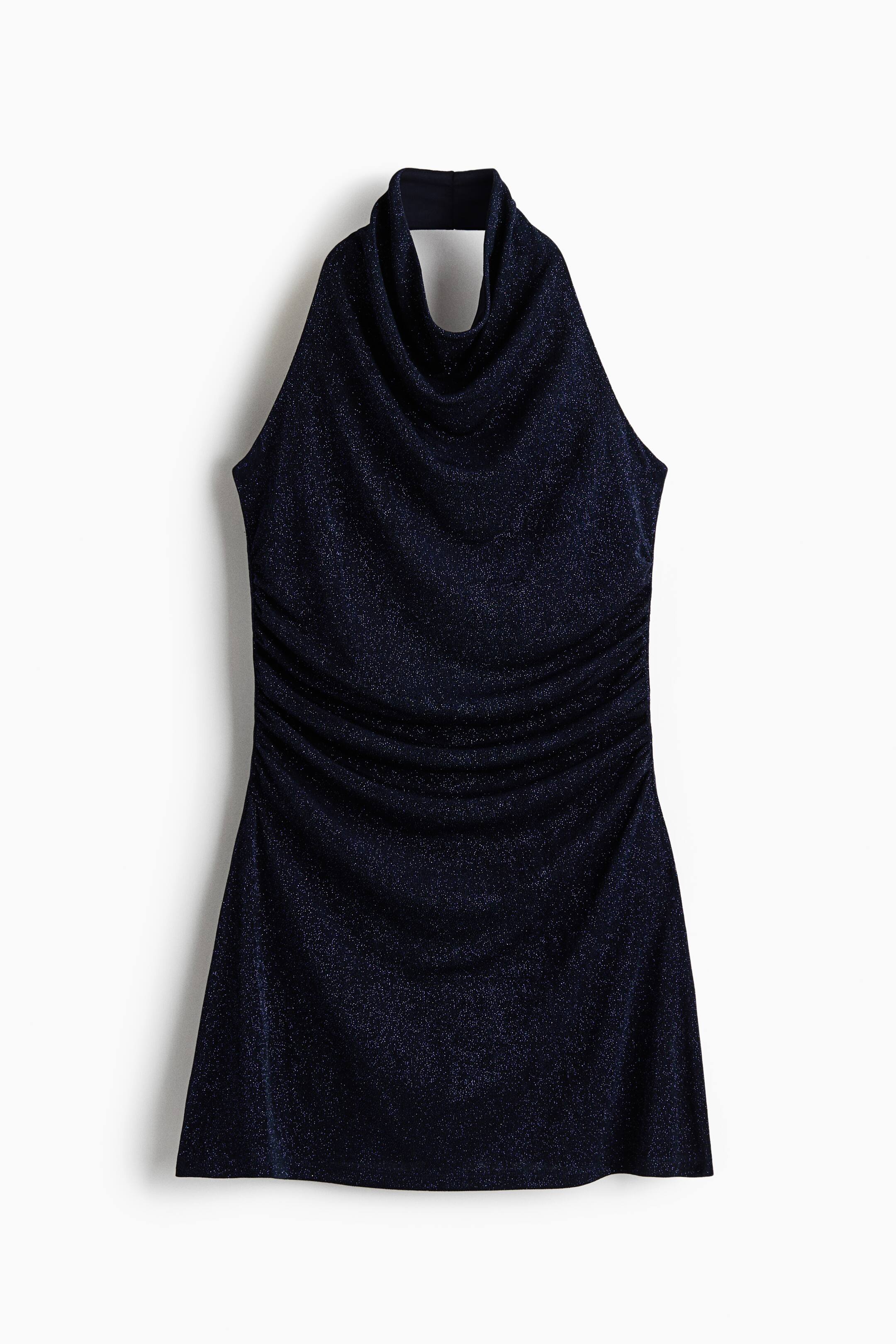 View larger image: Draped halterneck dress - Navy blue - Ladies | H&M 1