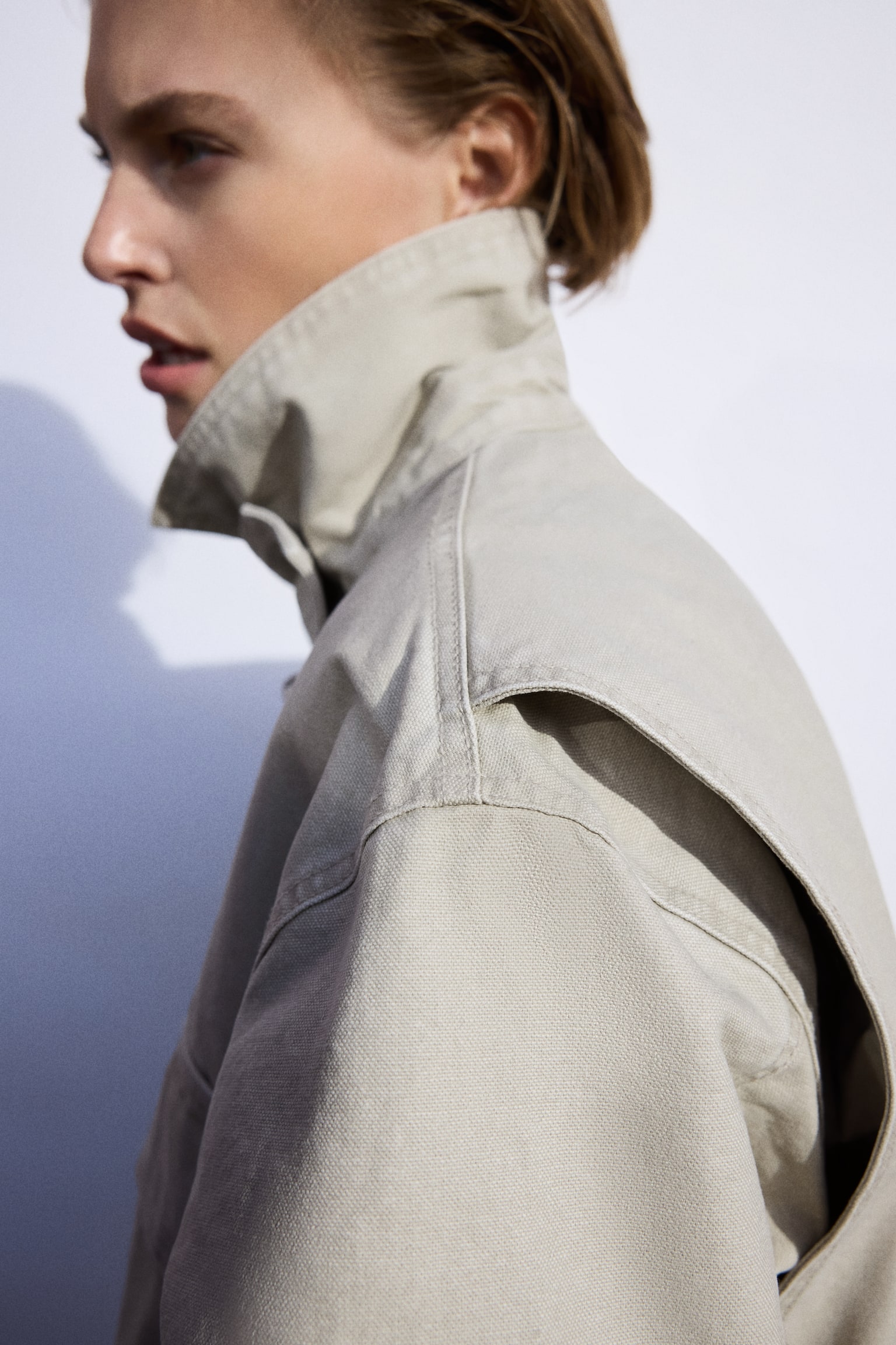 Padded canvas jacket - Beige - 4