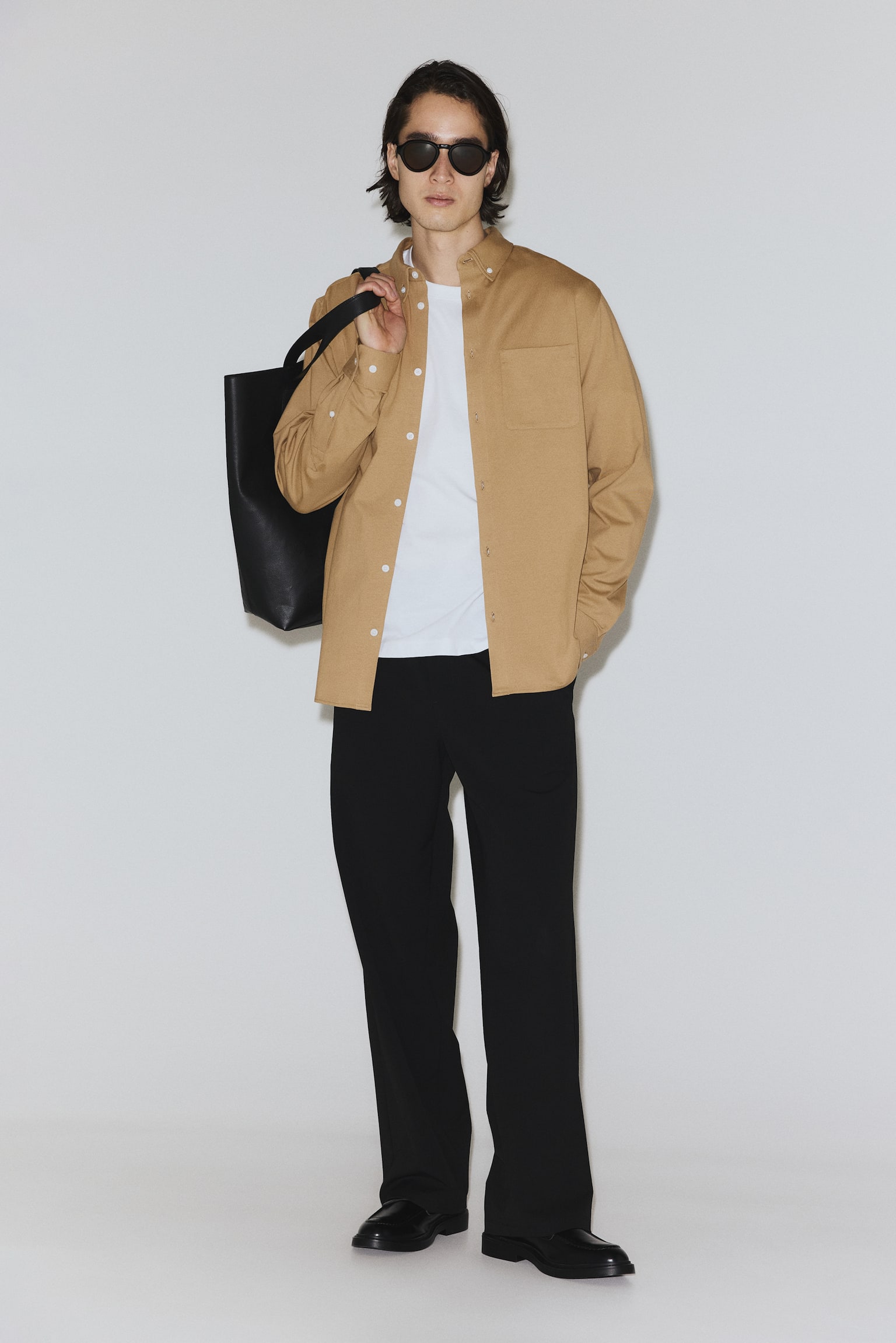 Four-way Stretch Regular Fit Shirt - Beige/White/Light blue - 4