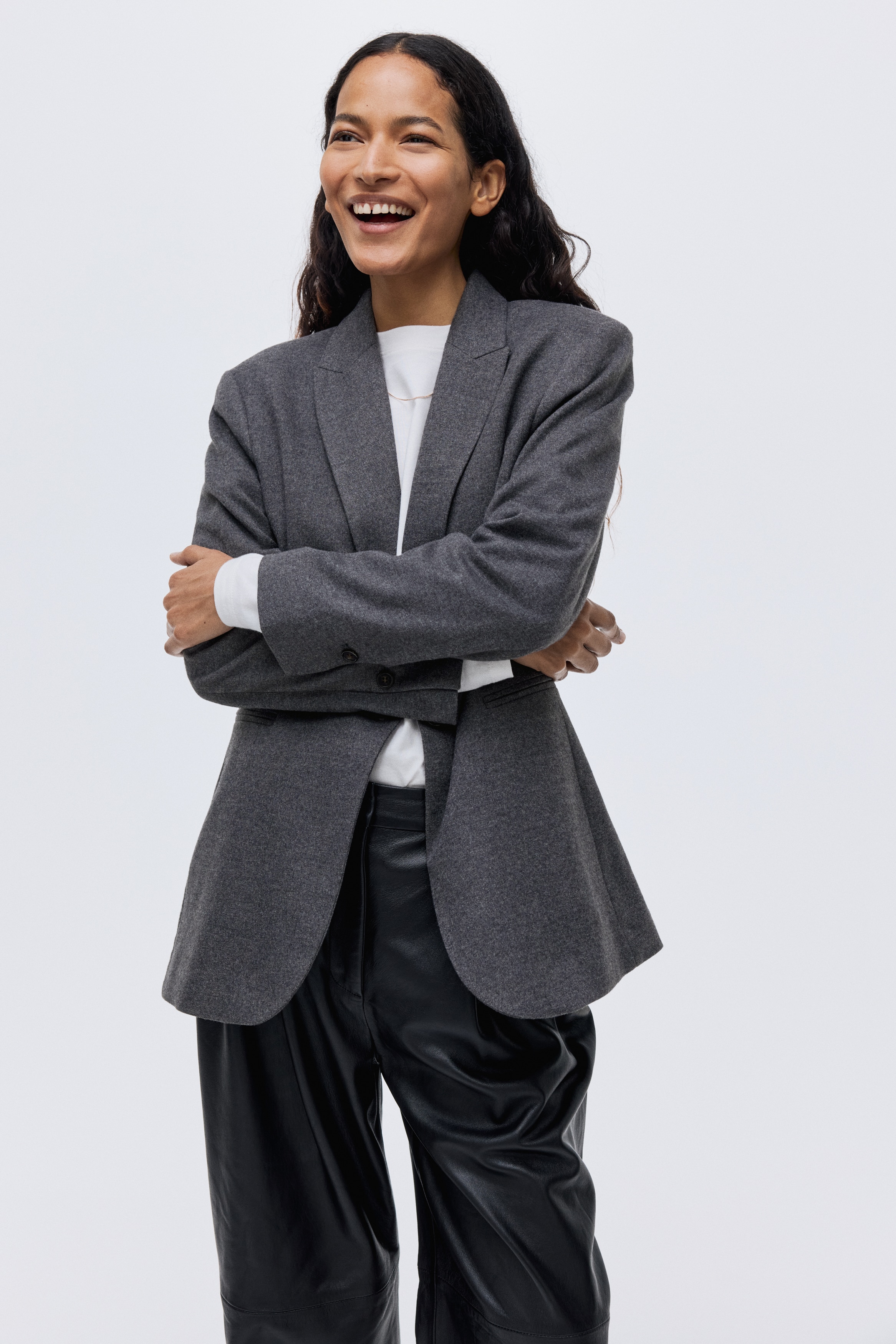 シングルブレストブレザー - ダークグレー - レディース | H&M JP