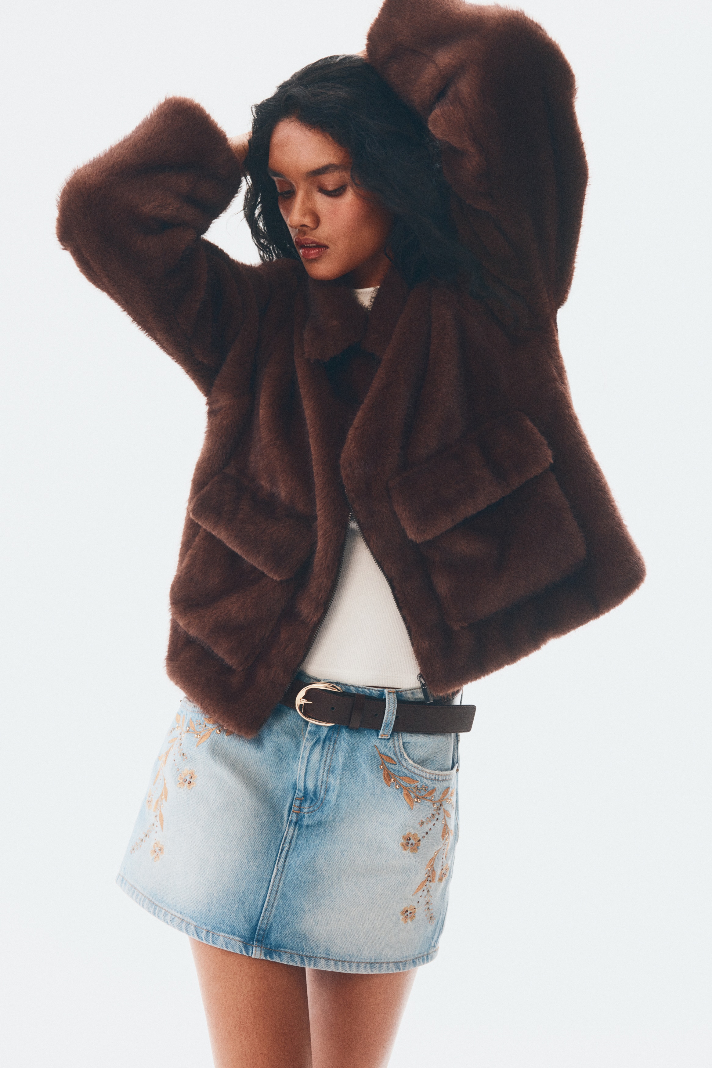 フラッフィジャケット - ブラウン - レディース | H&M JP