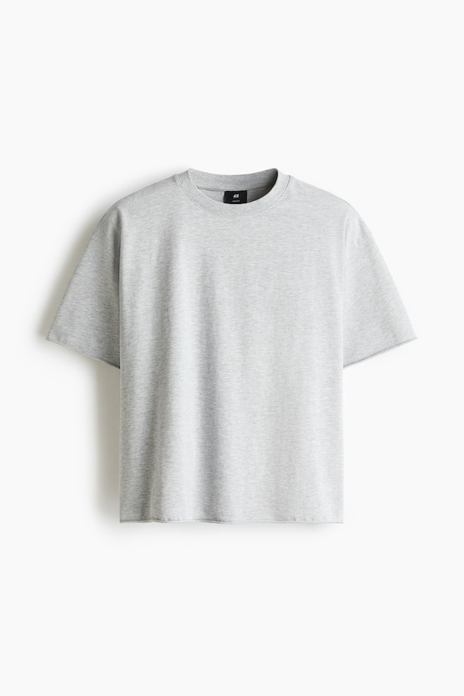 Oversized Boxy T-Shirt - Light gray melange/Black/Cream/Black - 1