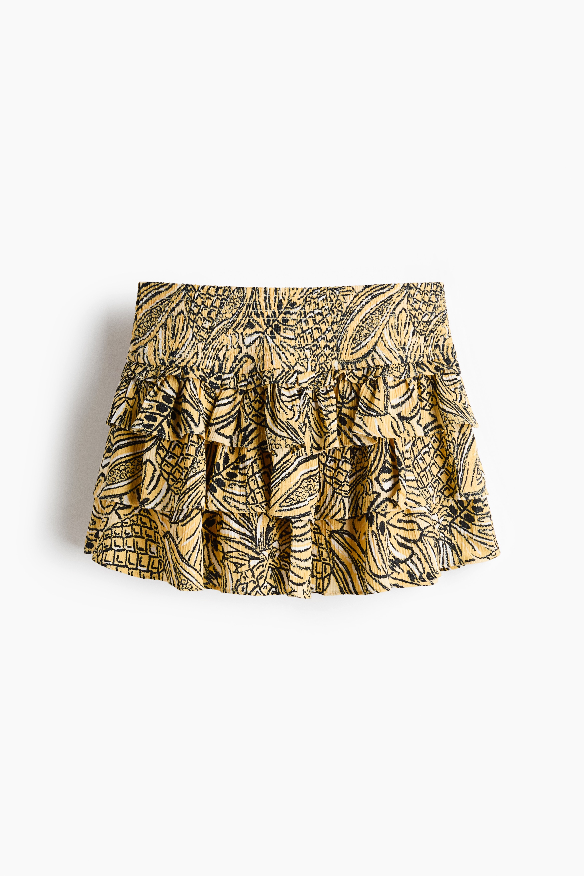 Tiered viscose mini skort-Beige/Black