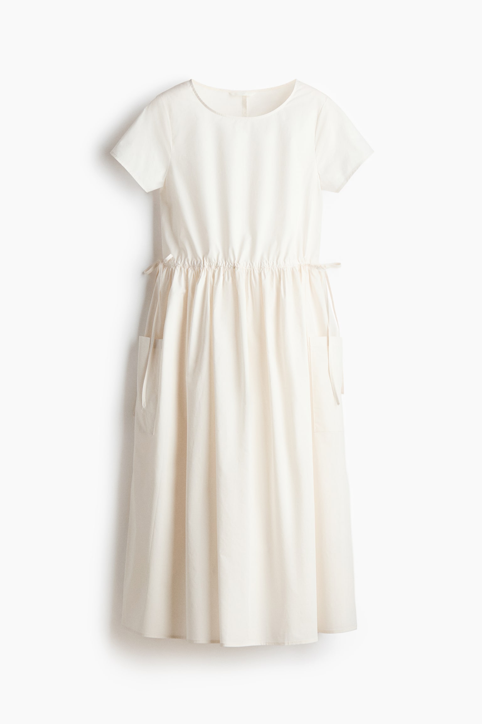 Váy cotton có dây rút ở eo - Màu kem/Màu đen - 1