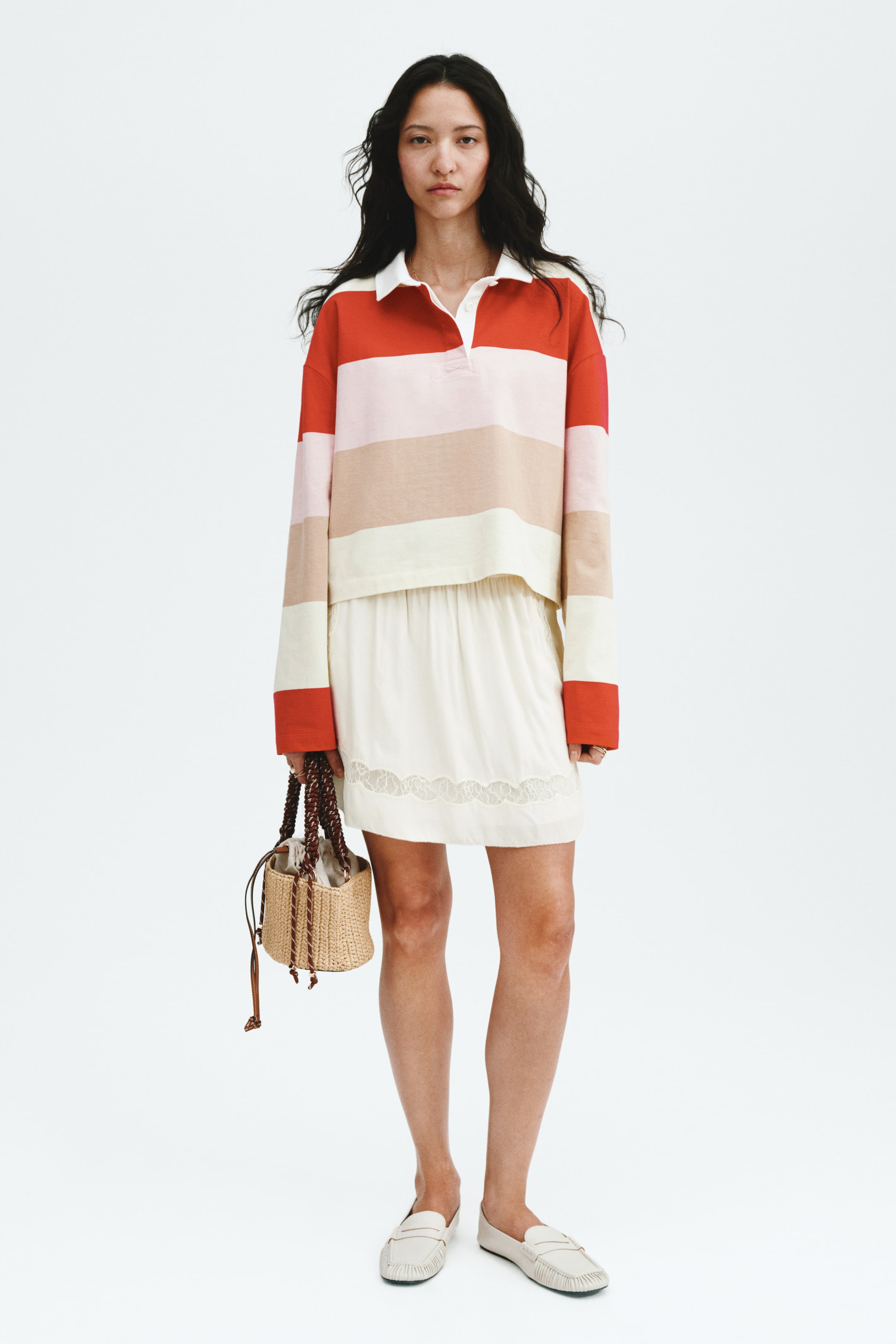 View larger image: Lace-inset viscose mini skirt - Cream - Ladies | H&M IN 1