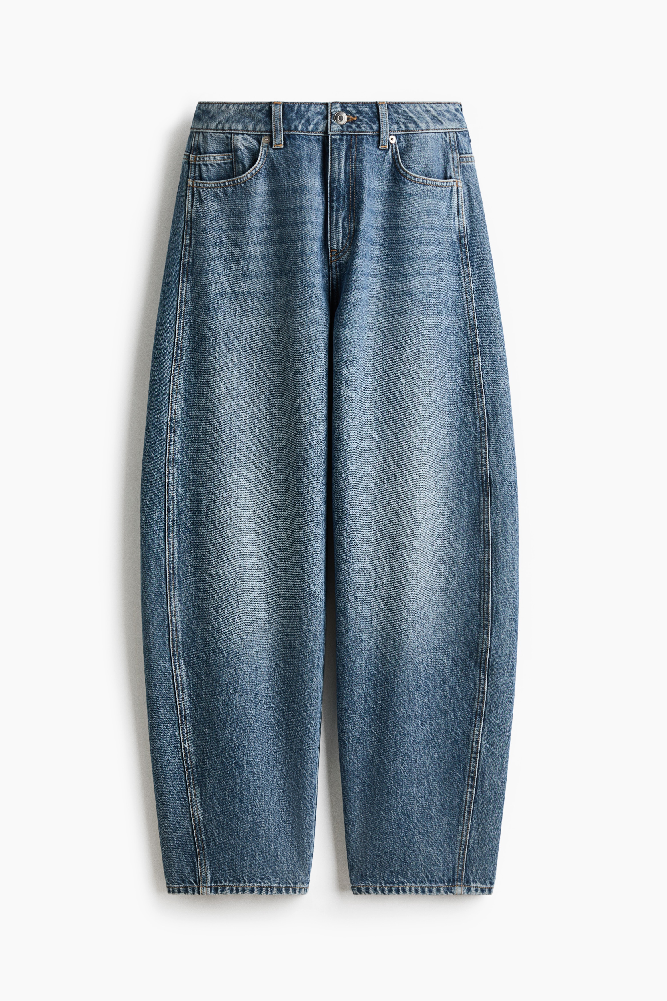 Barrel Leg High Waist Jeans - Kot mavisi/Soluk siyah/Açık gri kırçıllı/Beyaz