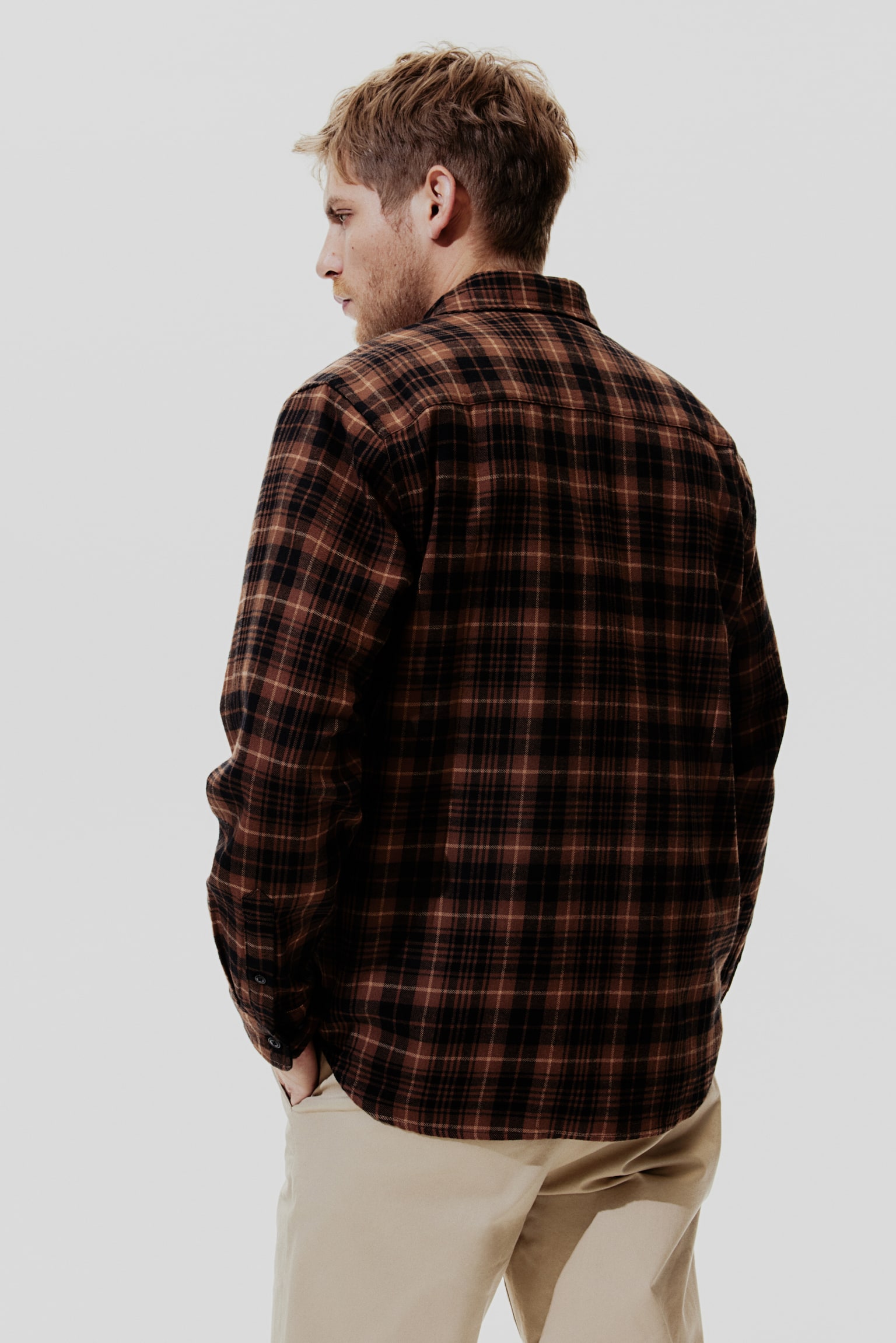 Regular Fit Flannel Shirt - Brown/Check/White/Purple check/Brown/Check - 5