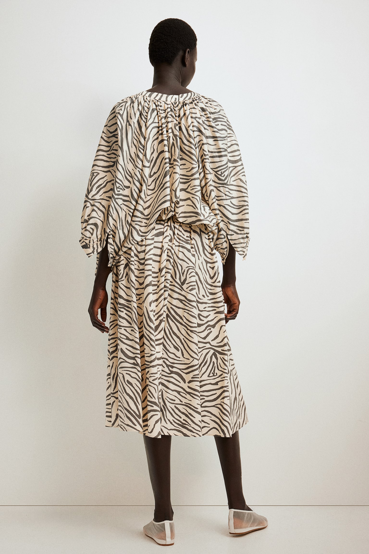 Flared poplin skirt - Light beige/Zebra print - 7