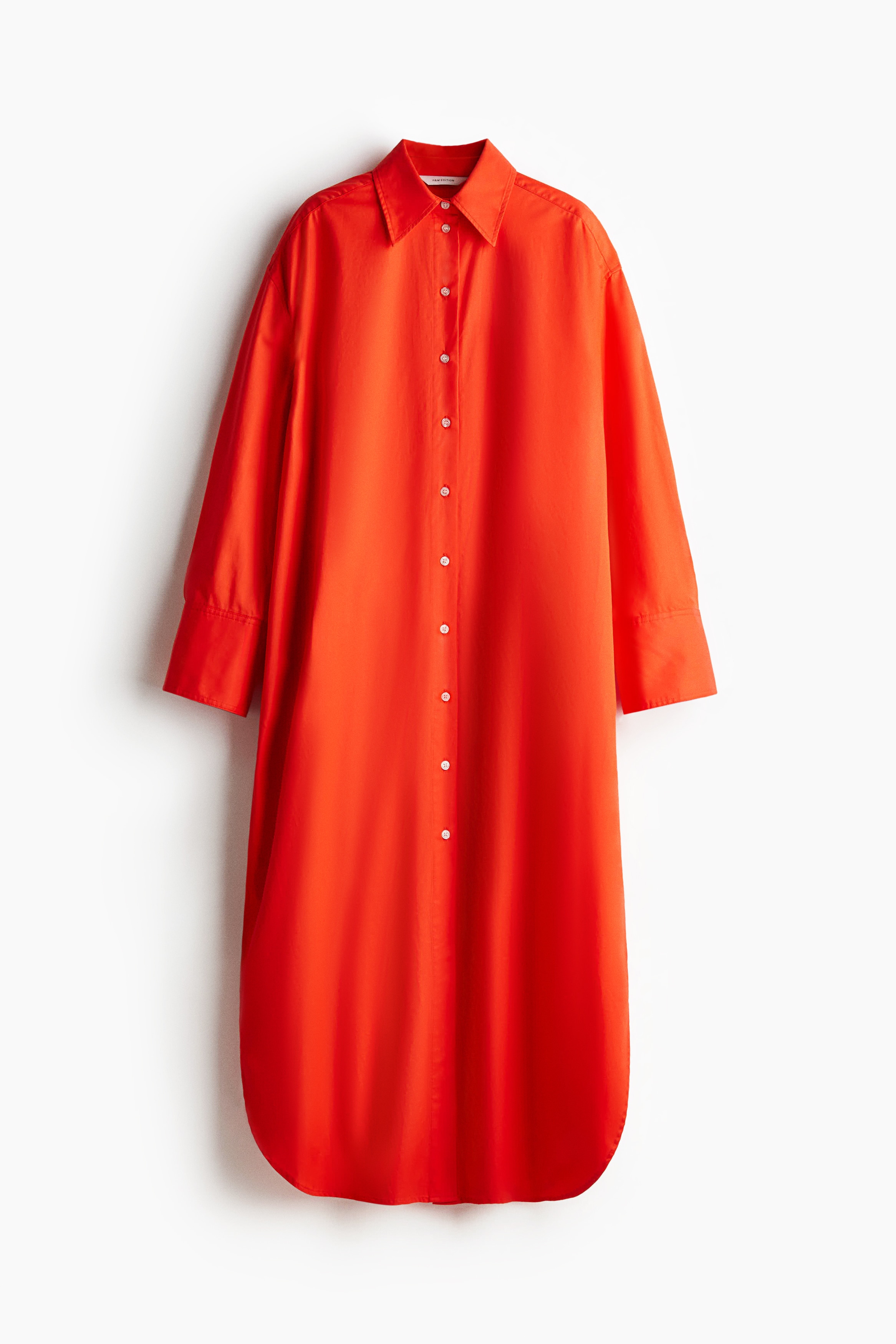 Oversized cotton shirt dress - Bright red