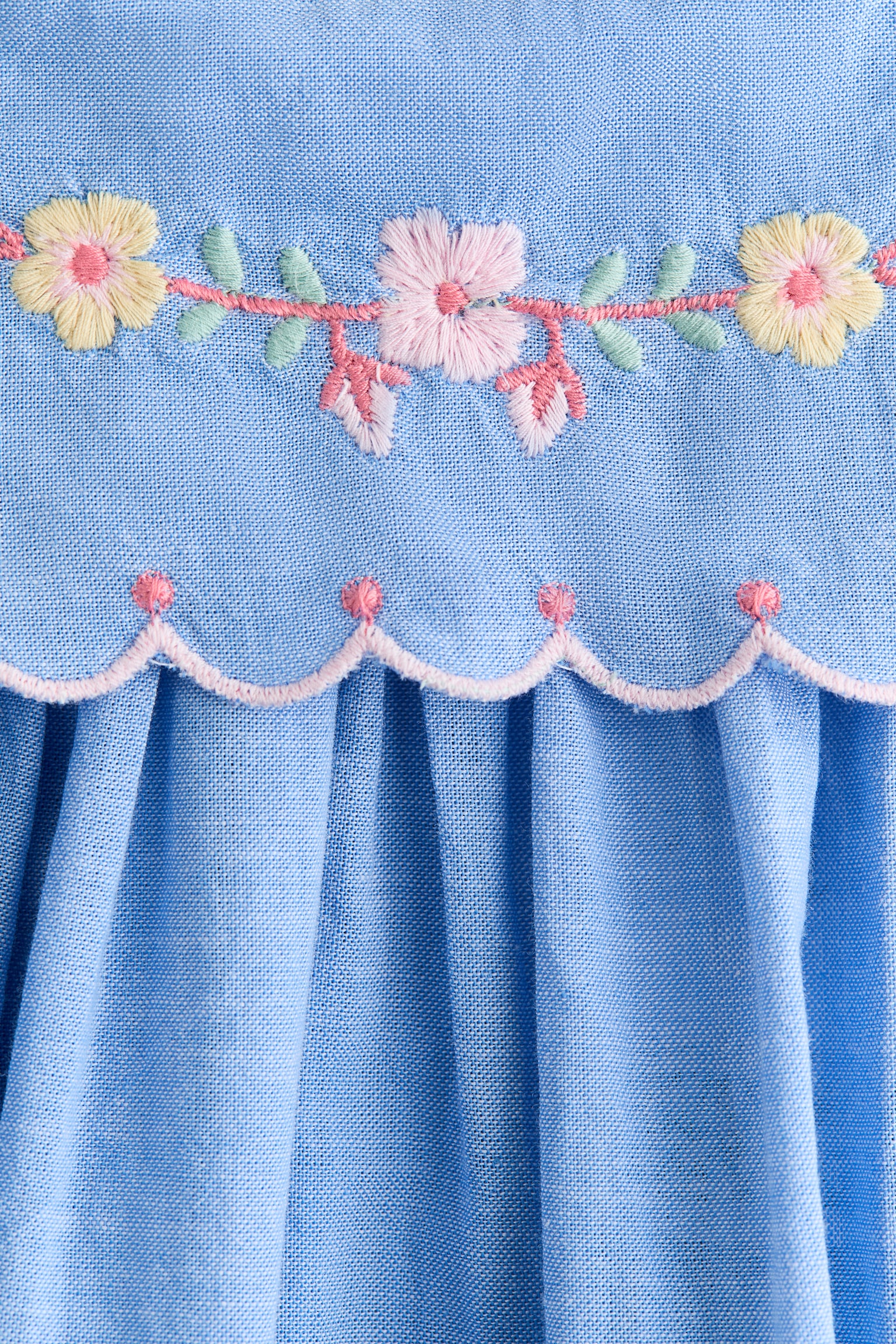 Embroidered cotton dress - Denim blue/Flowers - 7